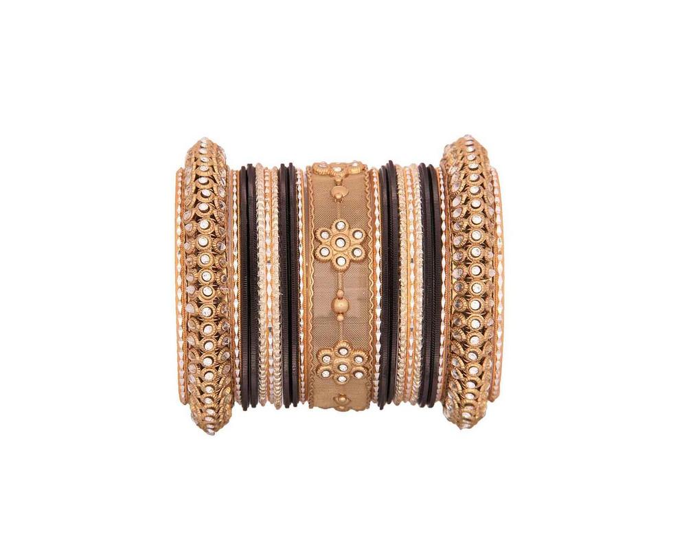 One Hand Multi-Colored Velvet Textured Bangle Set - Image 10