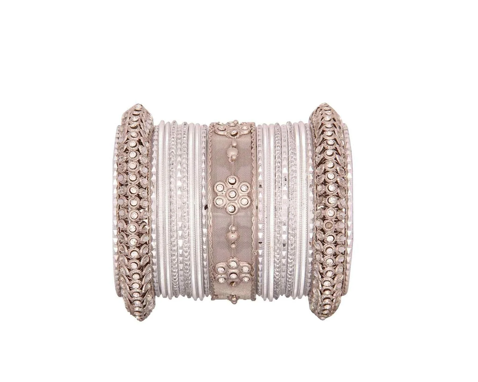 One Hand Multi-Colored Velvet Textured Bangle Set - Image 11