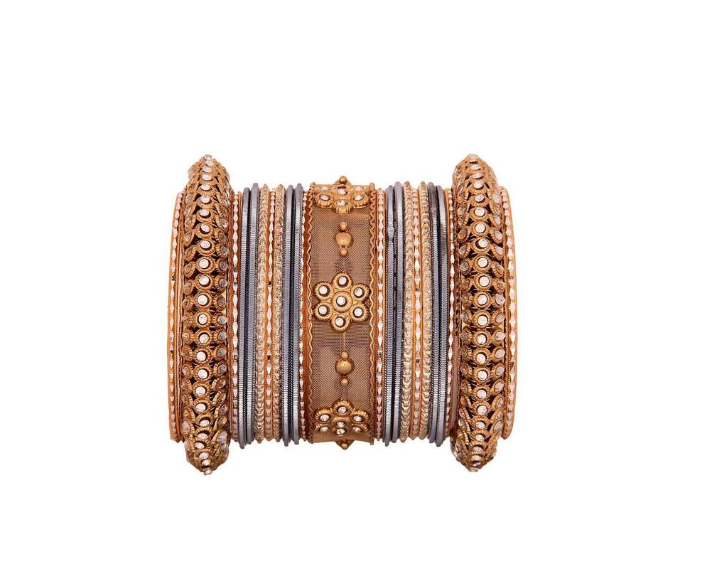 One Hand Multi-Colored Velvet Textured Bangle Set - Image 17