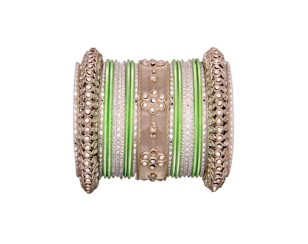 One Hand Multi-Colored Velvet Textured Bangle Set - Image 18