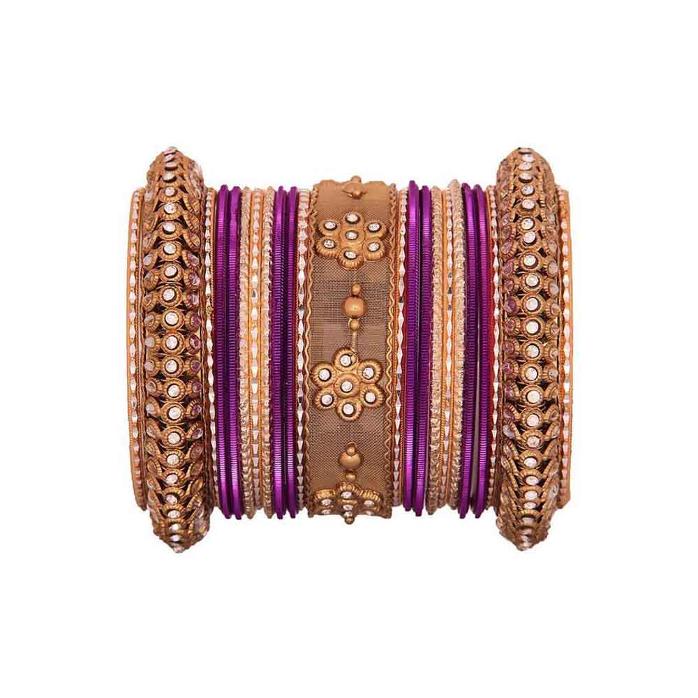One Hand Multi-Colored Velvet Textured Bangle Set - Image 6