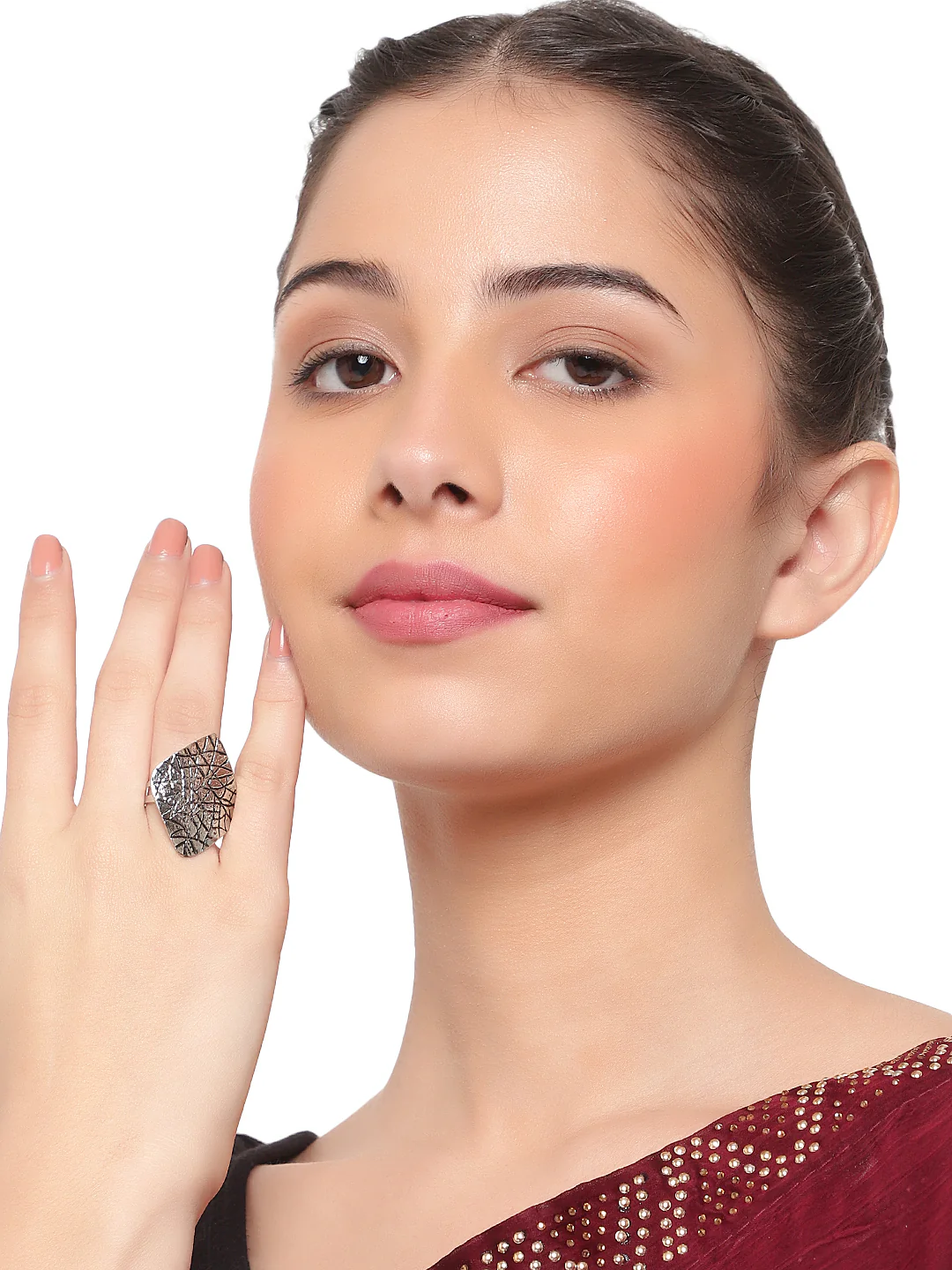 Oxidized Silver Free Size Ring by Leshya - Image 2