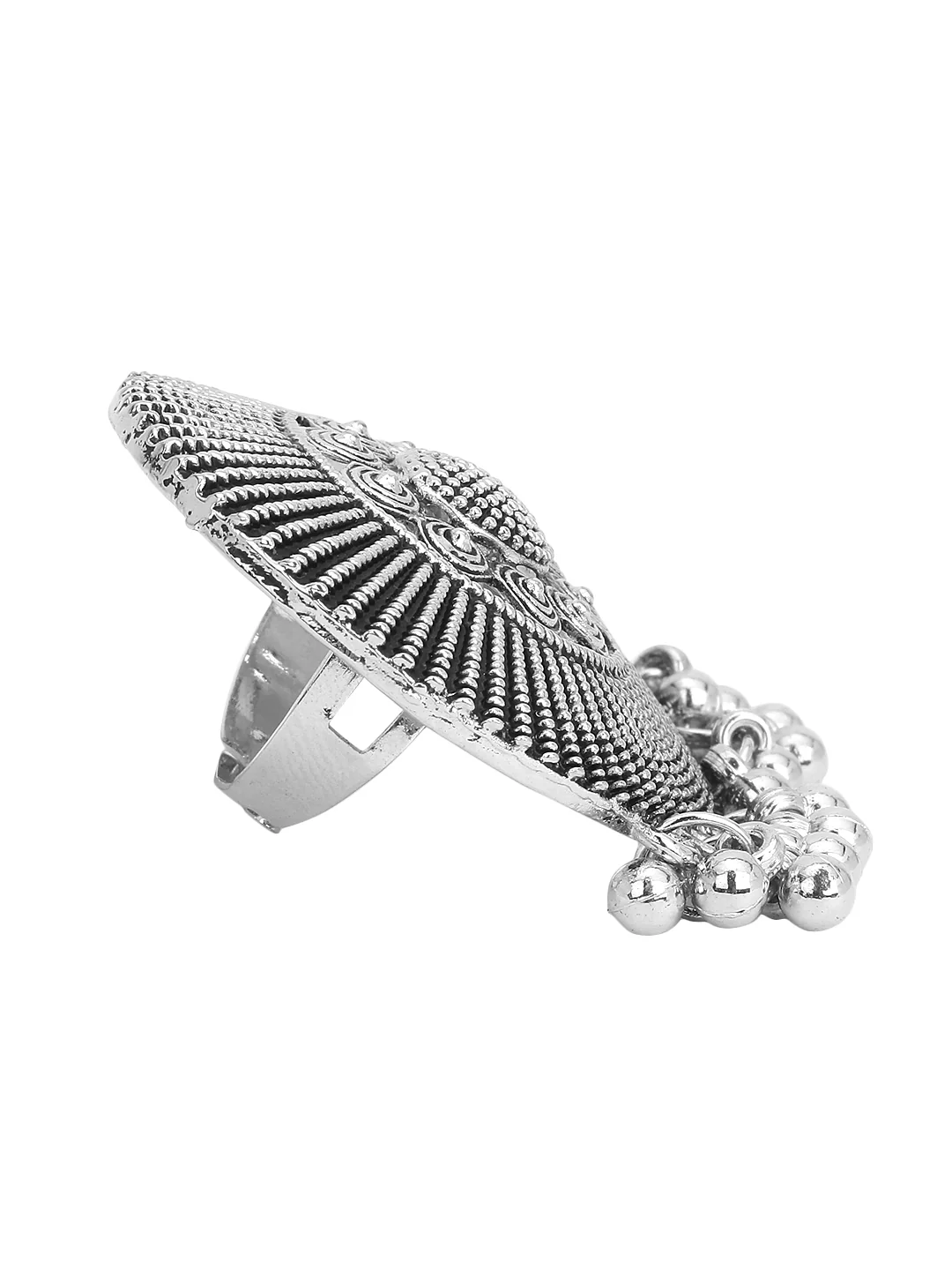 Oxidized Silver Free Size Ring by Leshya - Image 4
