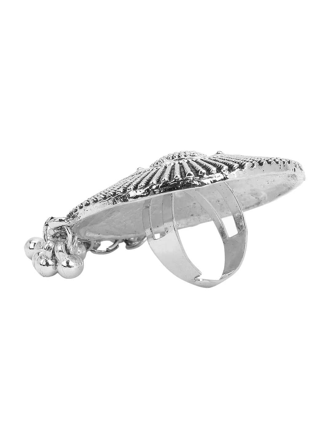 Oxidized Silver Free Size Ring by Leshya - Image 5