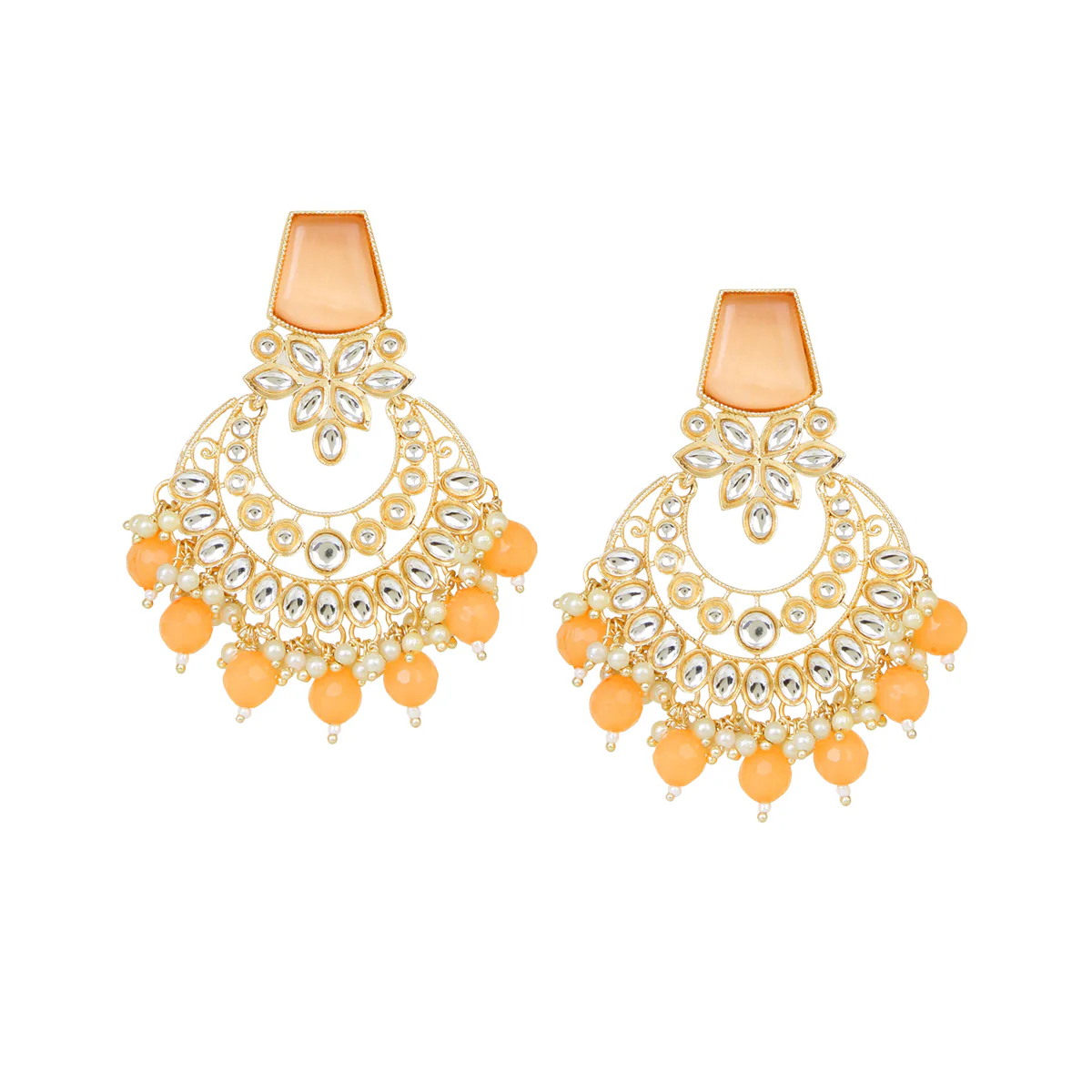 Peach Kundan necklace with Earring & Maang Tikka by Leshya - Image 4