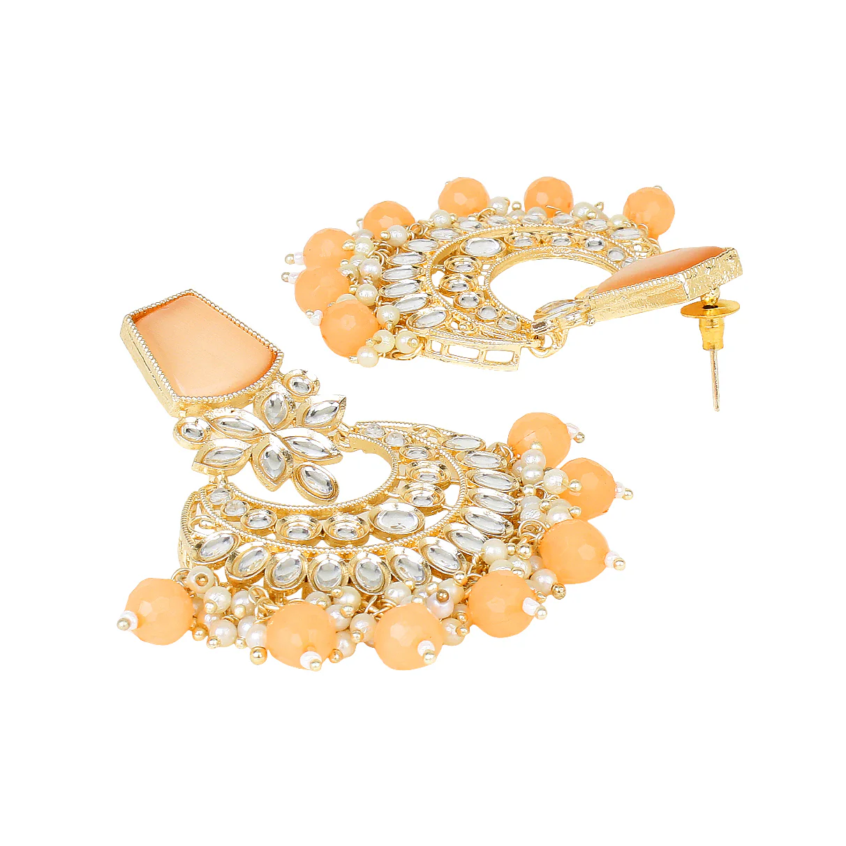 Peach Kundan necklace with Earring & Maang Tikka by Leshya - Image 7