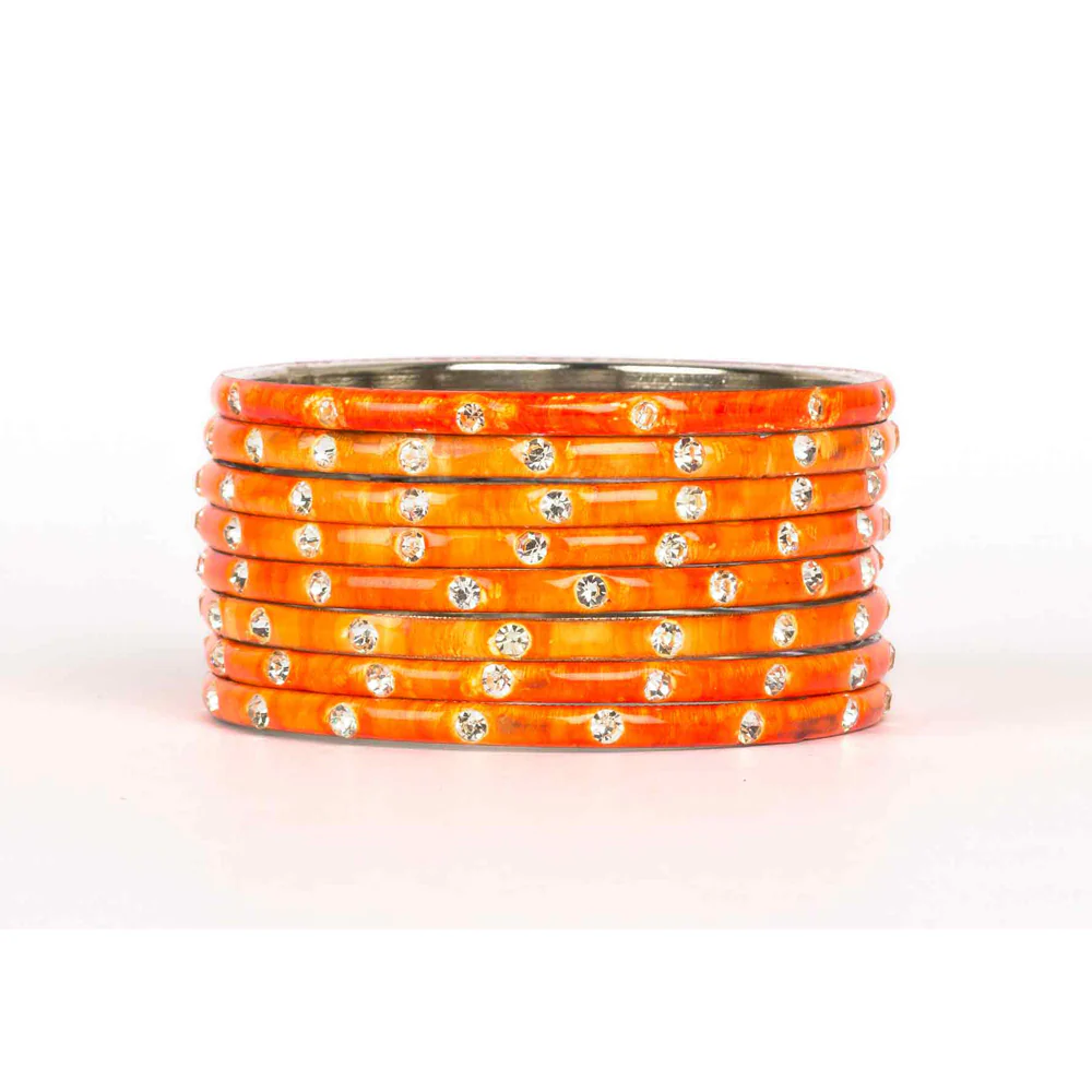 Plain Meenakari Bracelets With Patterned Stones - Image 3