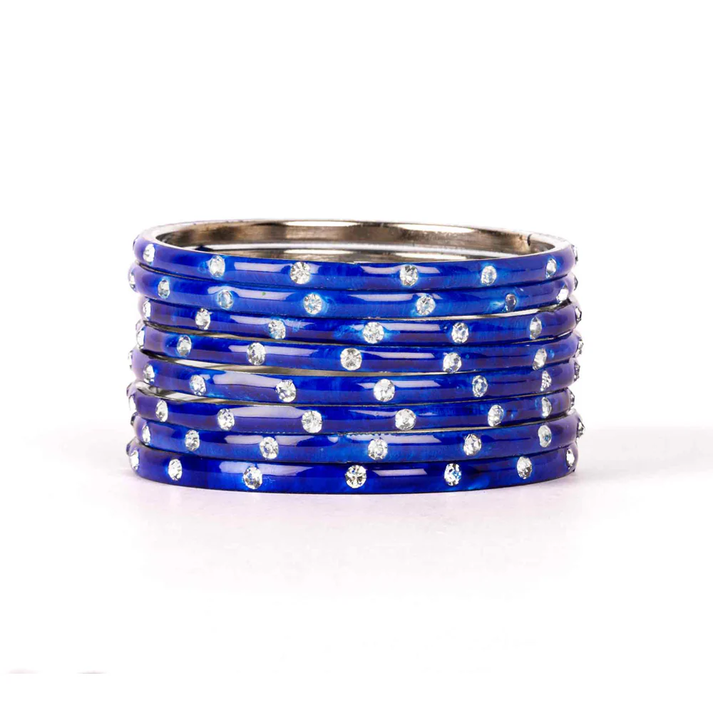 Plain Meenakari Bracelets With Patterned Stones - Image 5