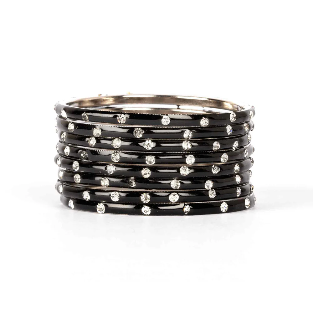 Plain Meenakari Bracelets With Patterned Stones - Image 7