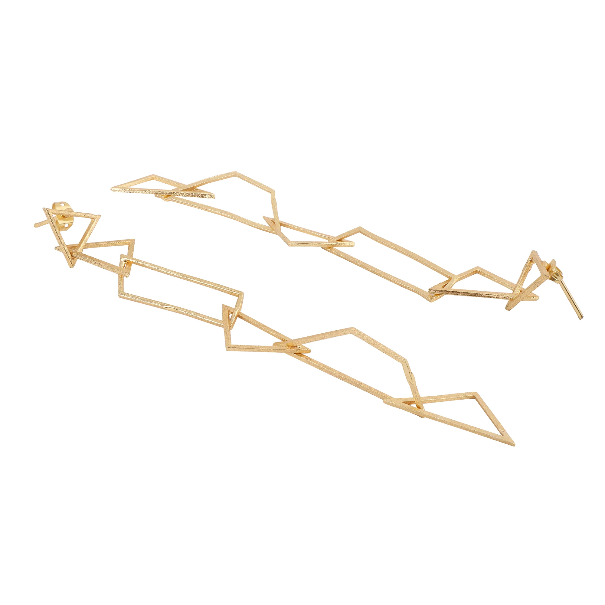 Pretty Long Matte Gold Finish Earrings for partywear - Image 2