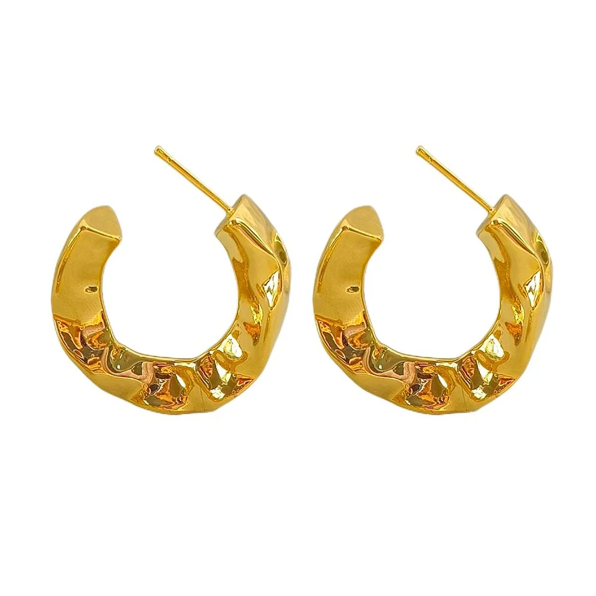 Pretty Matte Hammered Gold Finish Earrings for partywear - Image 2