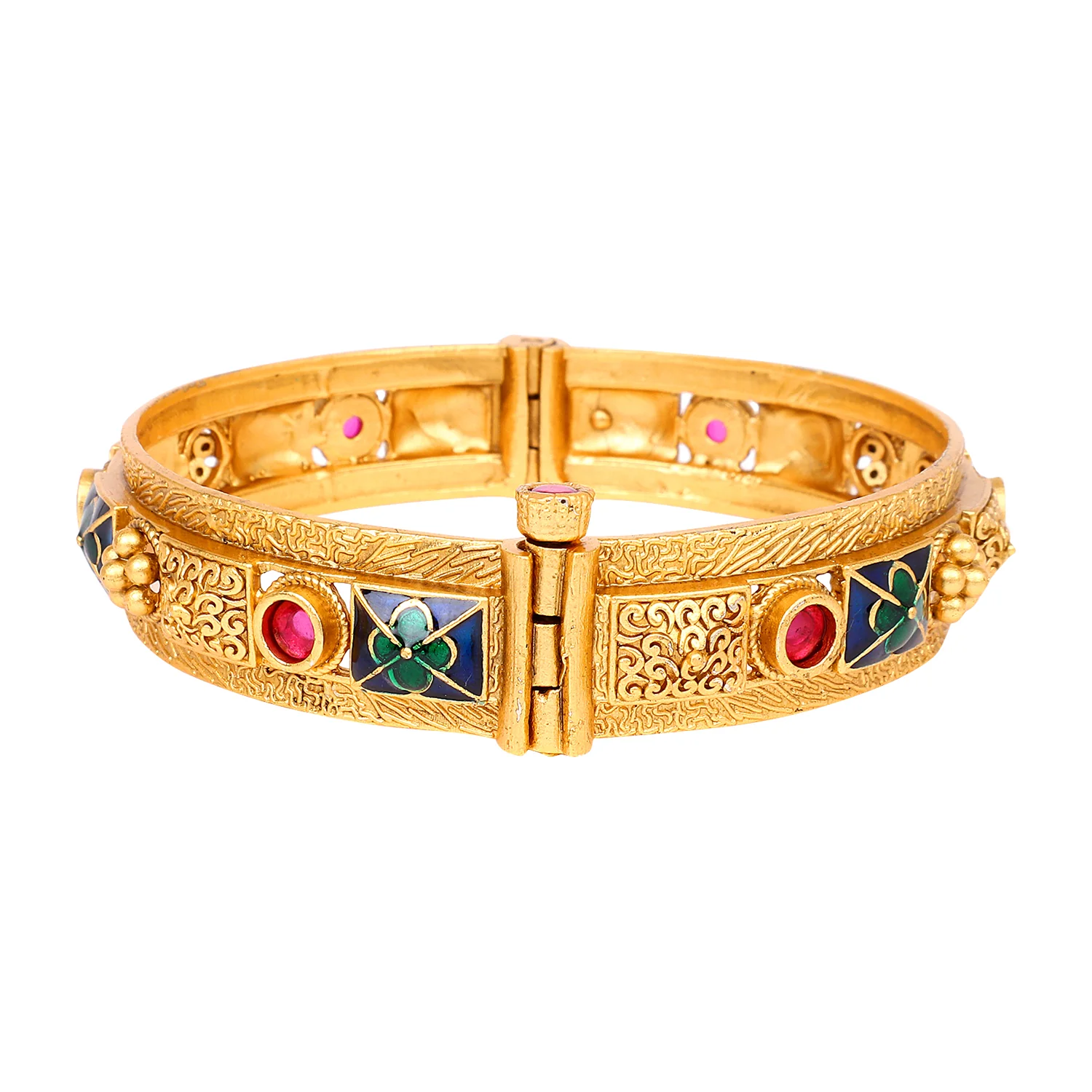 Rajwada Bracelets with Meenakari and Golden Polish Border by Leshya - Image 4