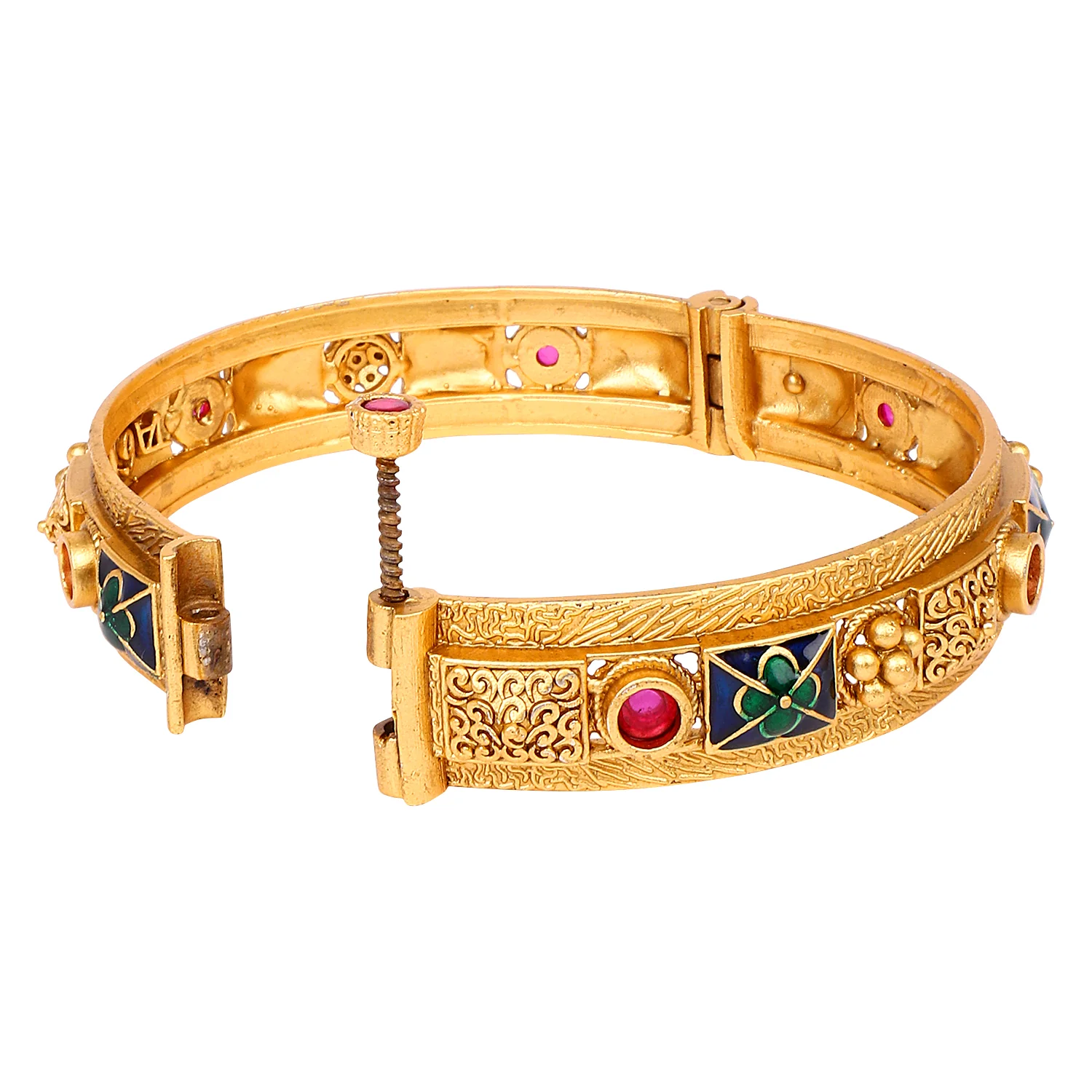 Rajwada Bracelets with Meenakari and Golden Polish Border by Leshya - Image 5