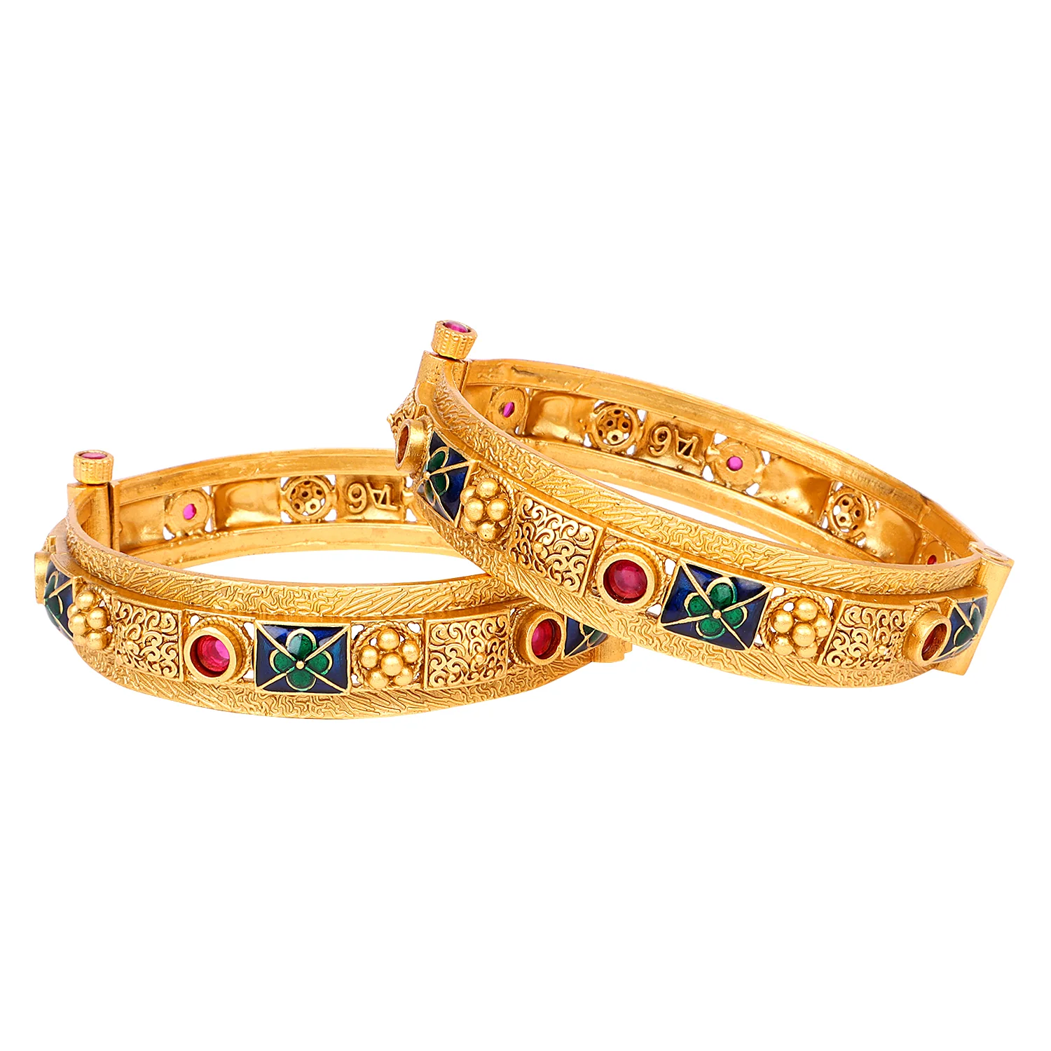Rajwada Bracelets with Meenakari and Golden Polish Border by Leshya - Image 6