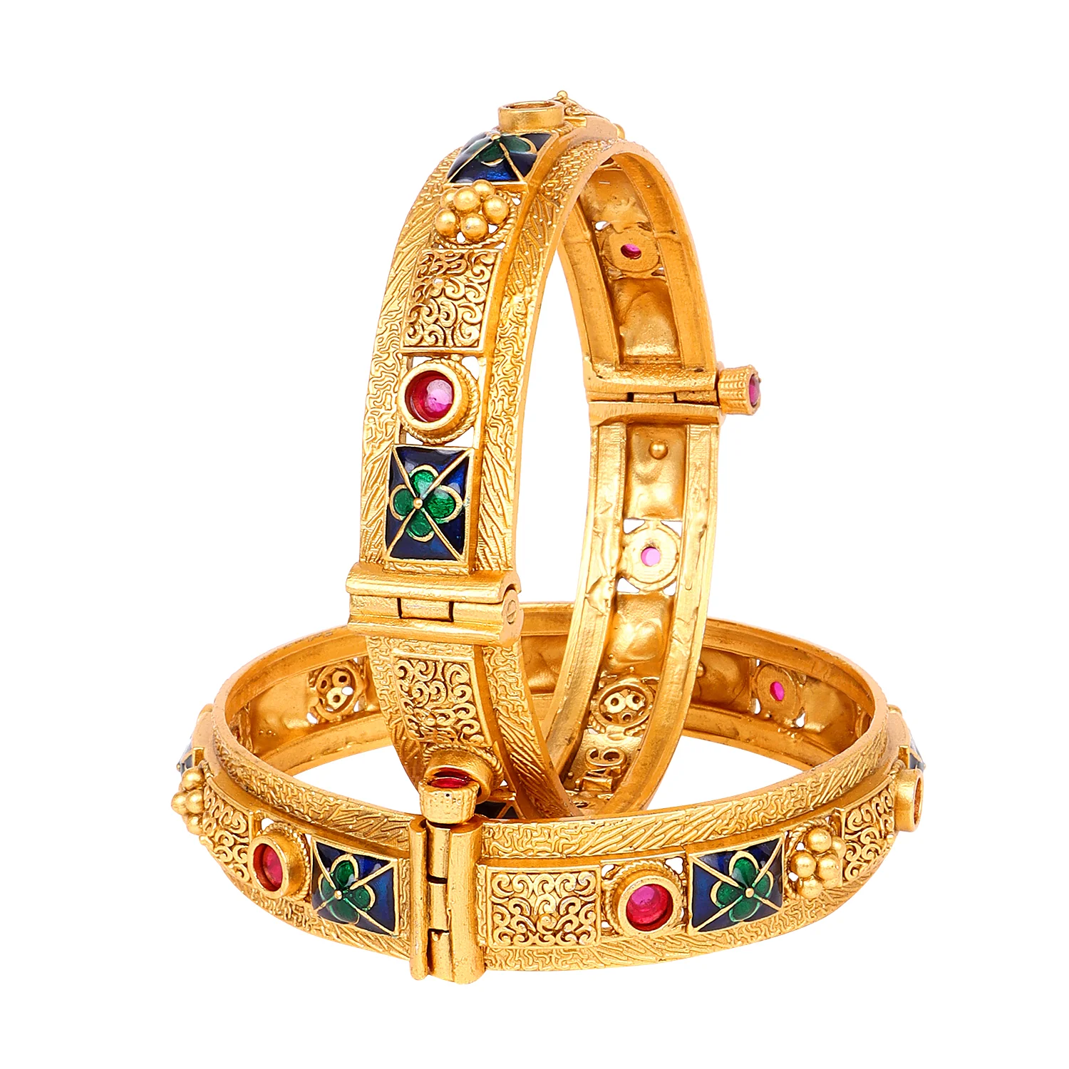 Rajwada Bracelets with Meenakari and Golden Polish Border by Leshya - Image 7