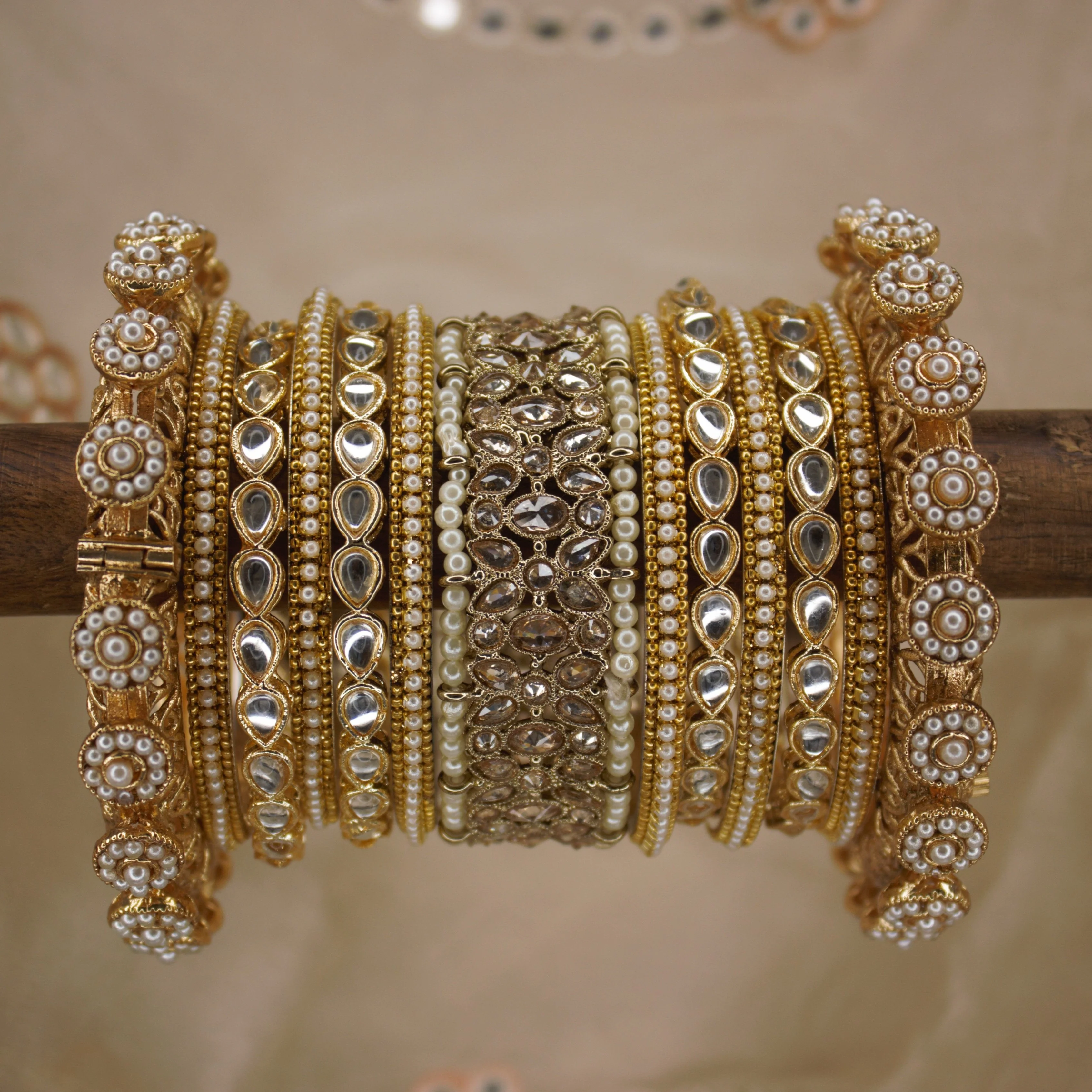 Ranisa Bangle Set with Kundan Kada for Two hands by Leshya - Image 7