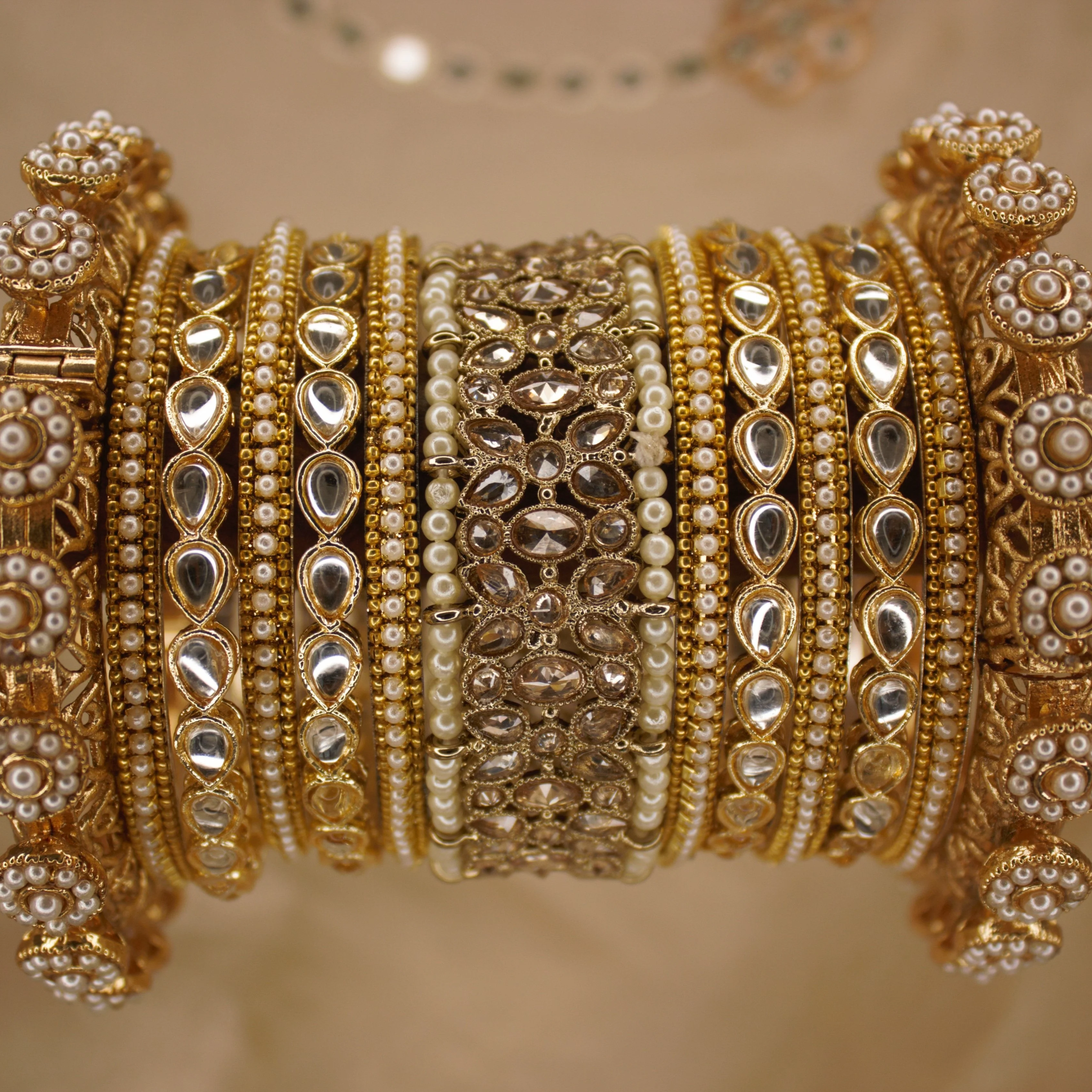 Ranisa Bangle Set with Kundan Kada for Two hands by Leshya - Image 8