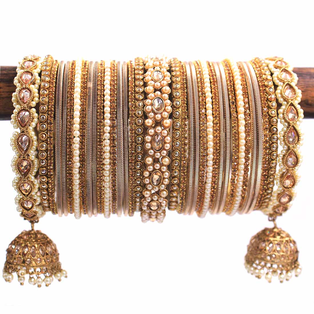 Rich Texture bangle set with Jhumki Borders by Leshya for One Hand - Image 3