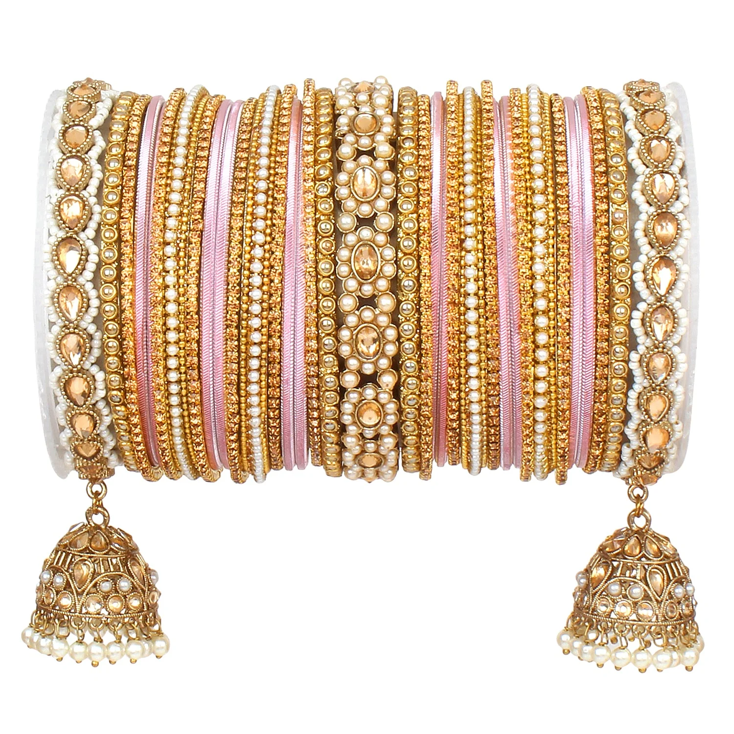 Rich Texture bangle set with Jhumki Borders by Leshya for One Hand - Image 5
