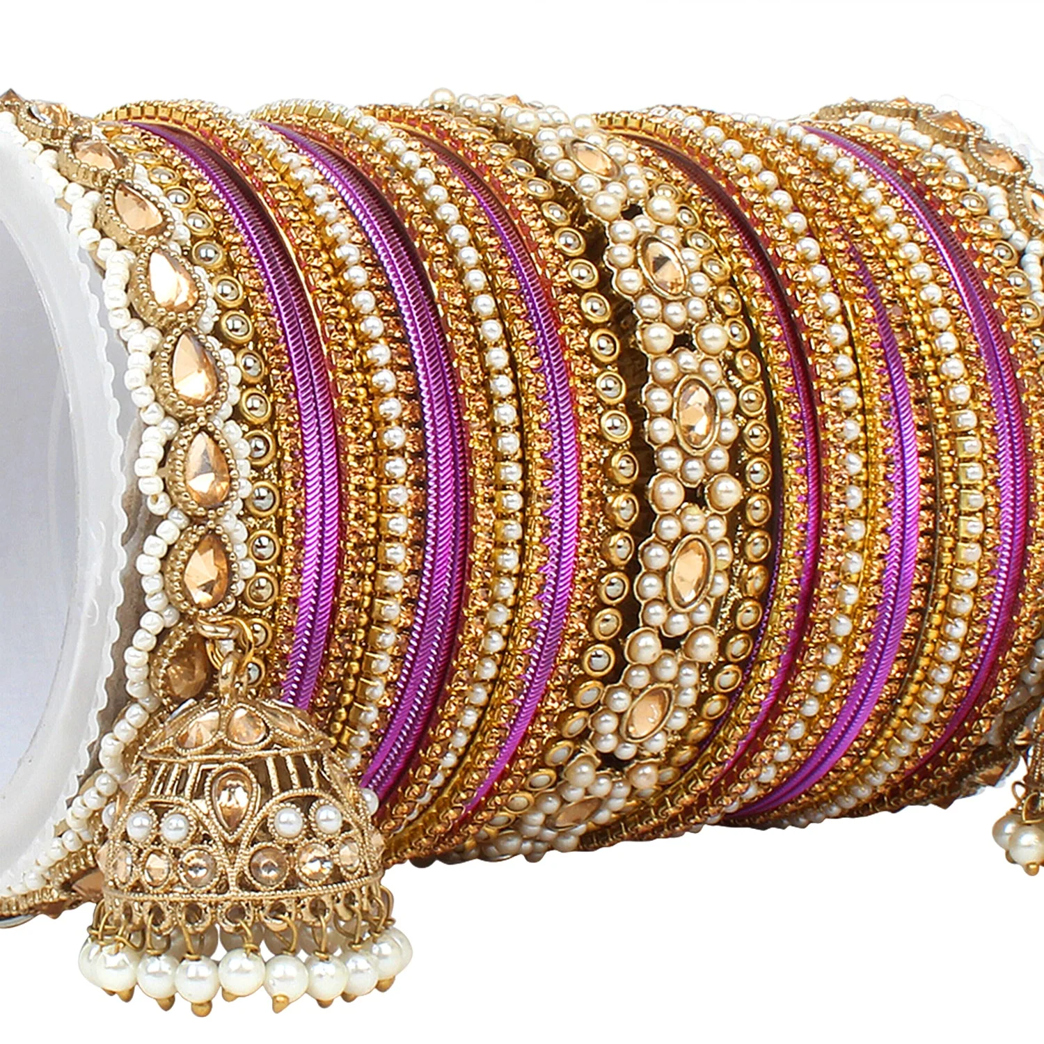 Rich Texture bangle set with Jhumki Borders by Leshya for One Hand - Image 10