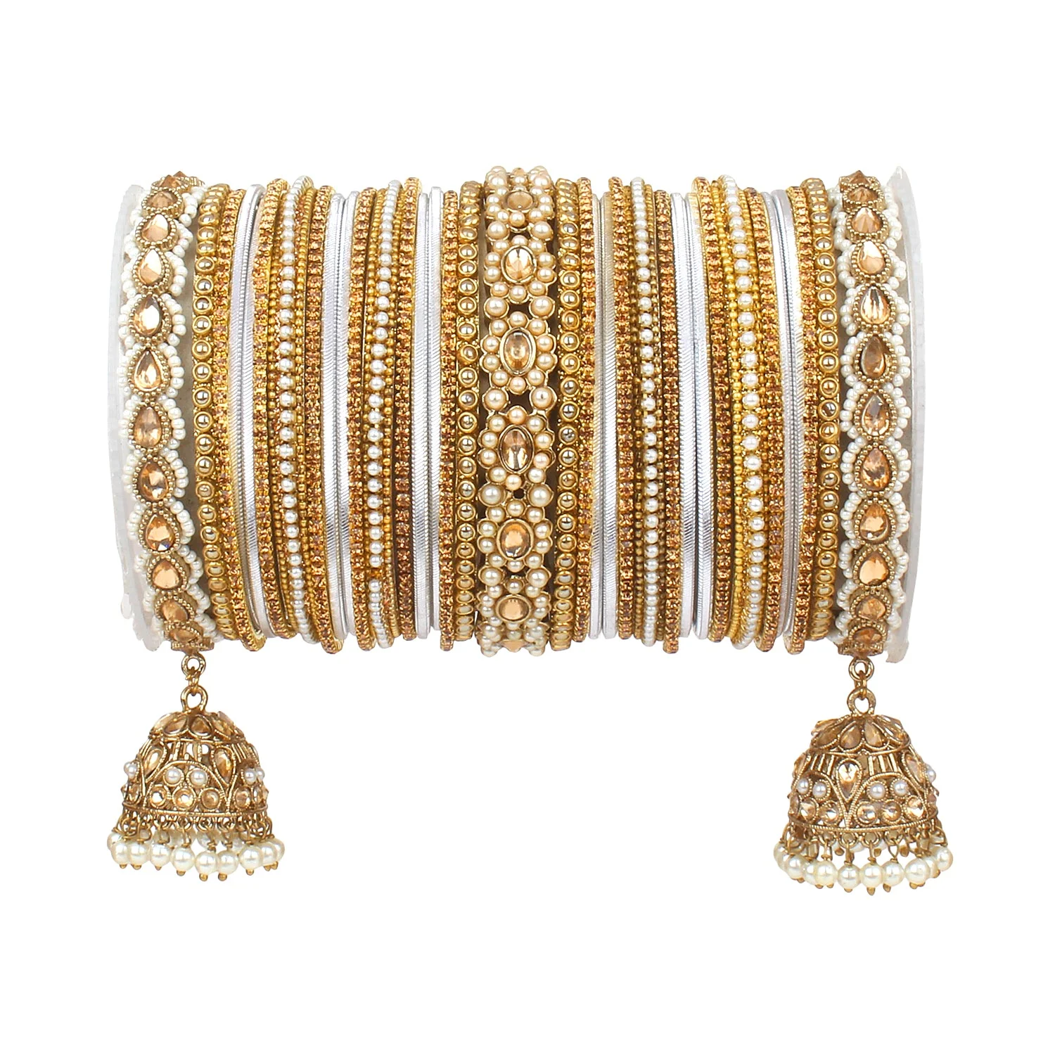 Rich Texture bangle set with Jhumki Borders by Leshya for One Hand - Image 13
