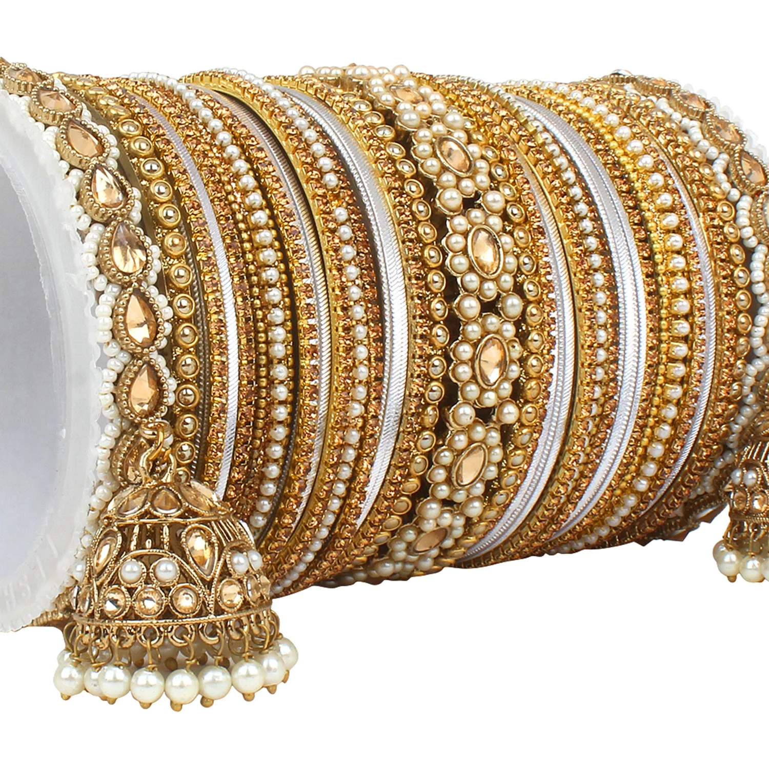 Rich Texture bangle set with Jhumki Borders by Leshya for One Hand - Image 14