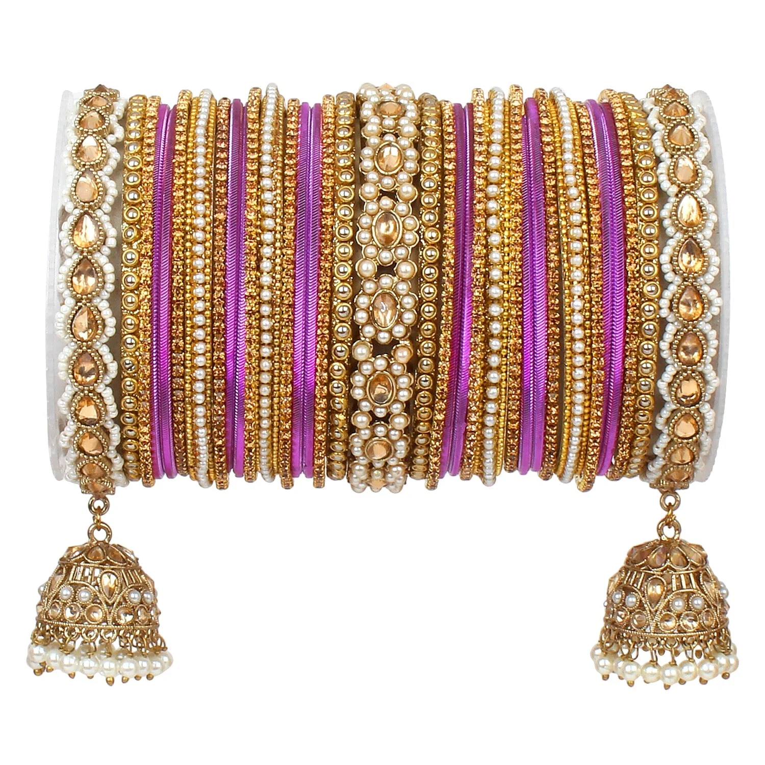 Rich Texture bangle set with Jhumki Borders by Leshya for One Hand - Image 11