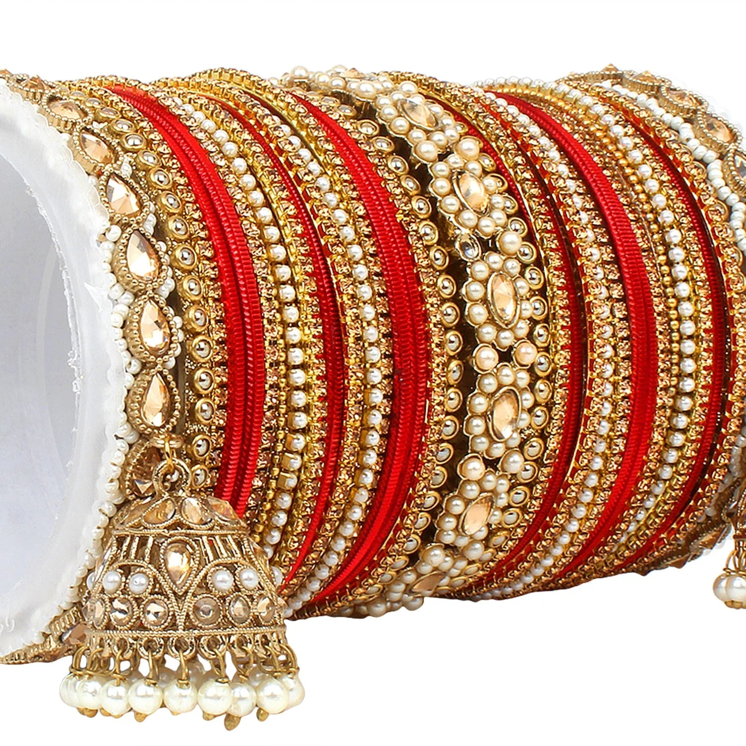 Rich Texture bangle set with Jhumki Borders by Leshya for One Hand - Image 14