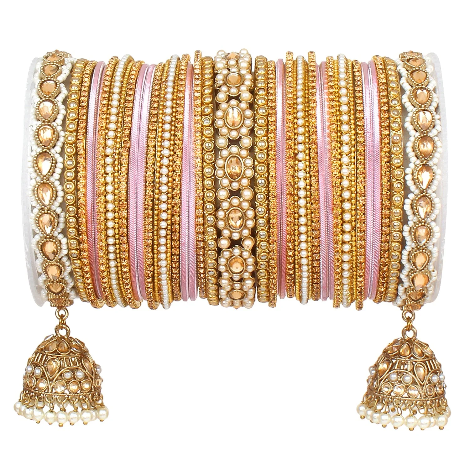 Rich Texture bangle set with Jhumki Borders by Leshya for One Hand - Image 7