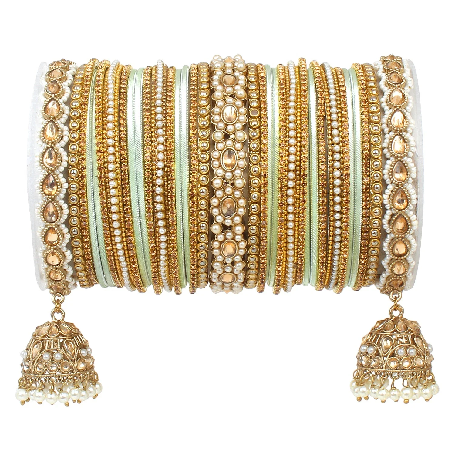 Rich Texture bangle set with Jhumki Borders by Leshya for One Hand - Image 9