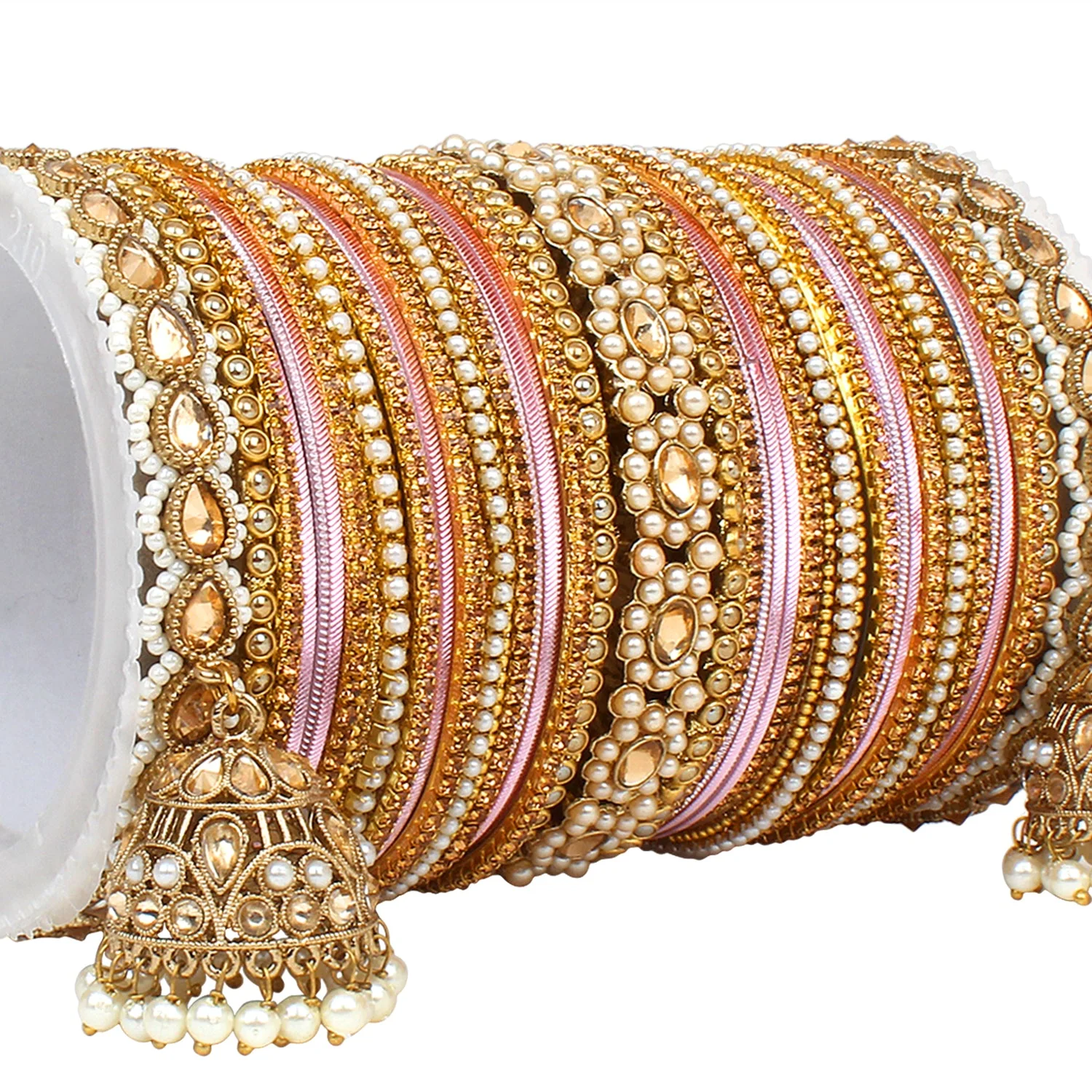 Rich Texture bangle set with Jhumki Borders by Leshya for One Hand - Image 2
