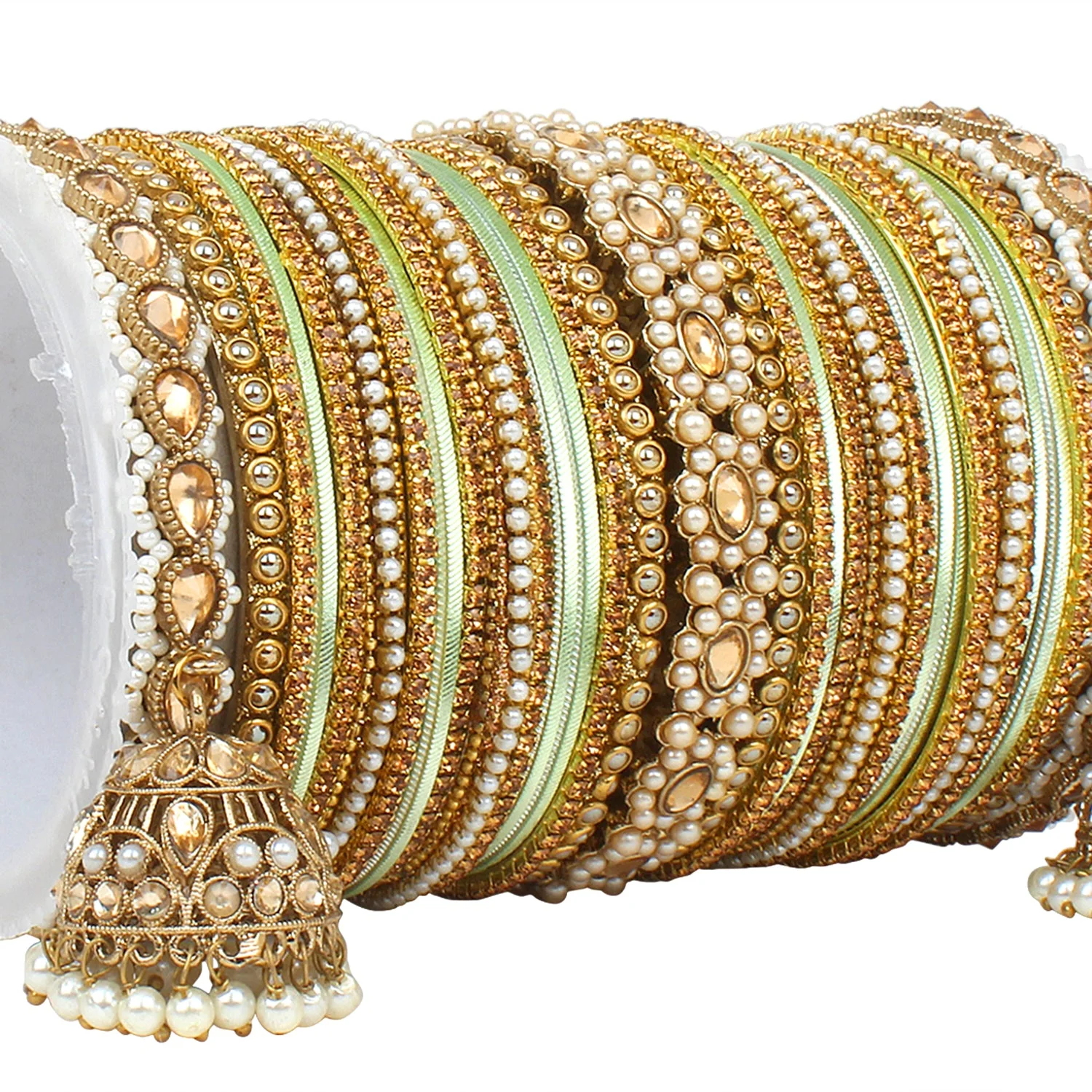 Rich Texture bangle set with Jhumki Borders by Leshya for One Hand - Image 8