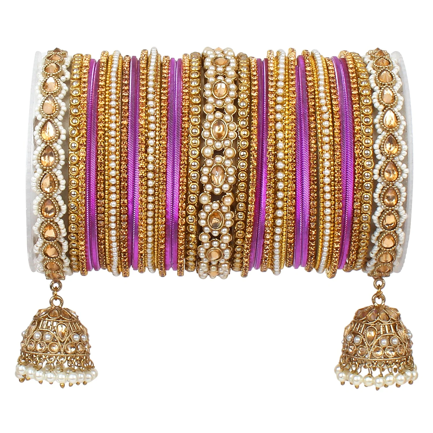 Rich Texture bangle set with Jhumki Borders by Leshya for One Hand - Image 9
