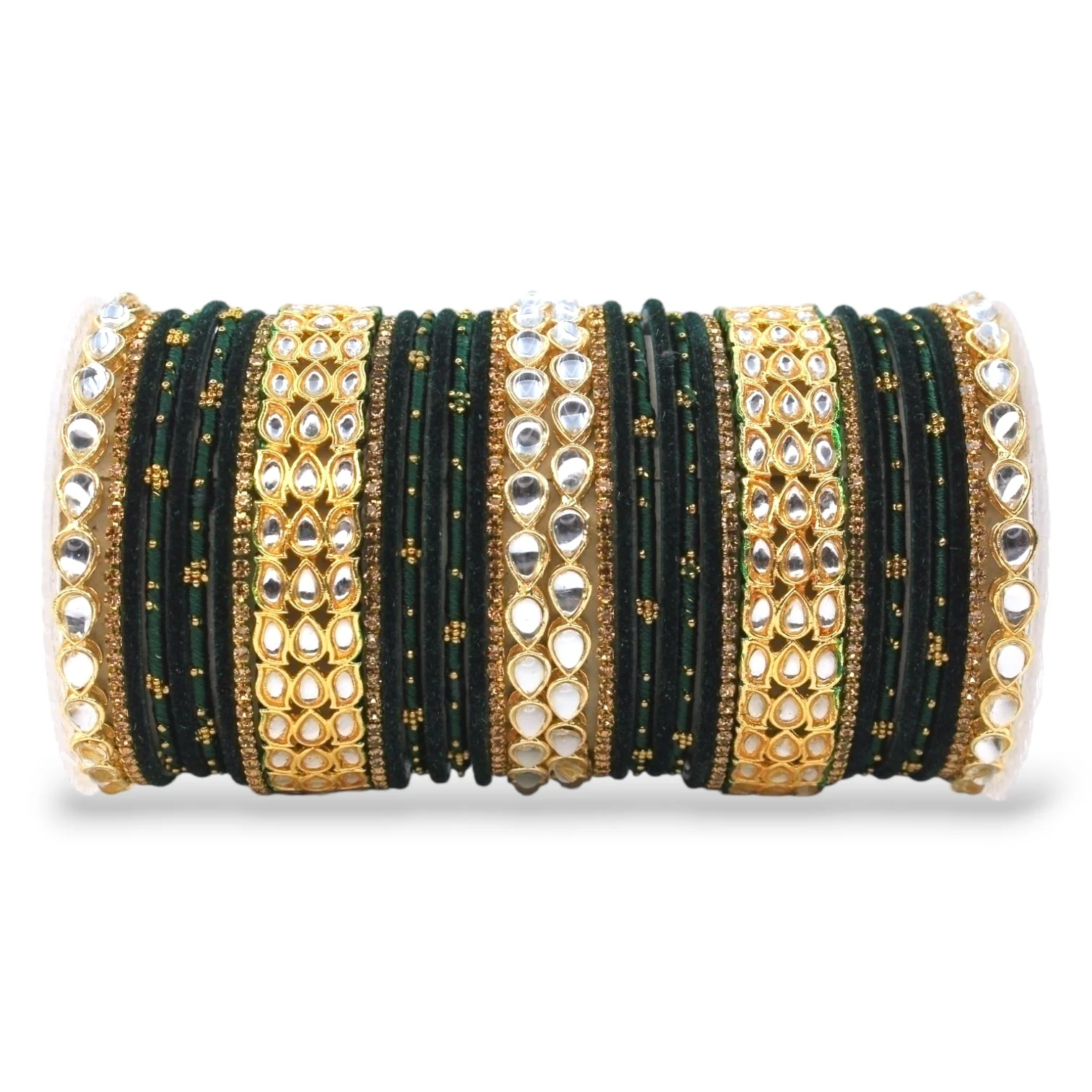 Rich Texture bangle set with Silk thread Bangles and Kundan Kada by Leshya - Image 4