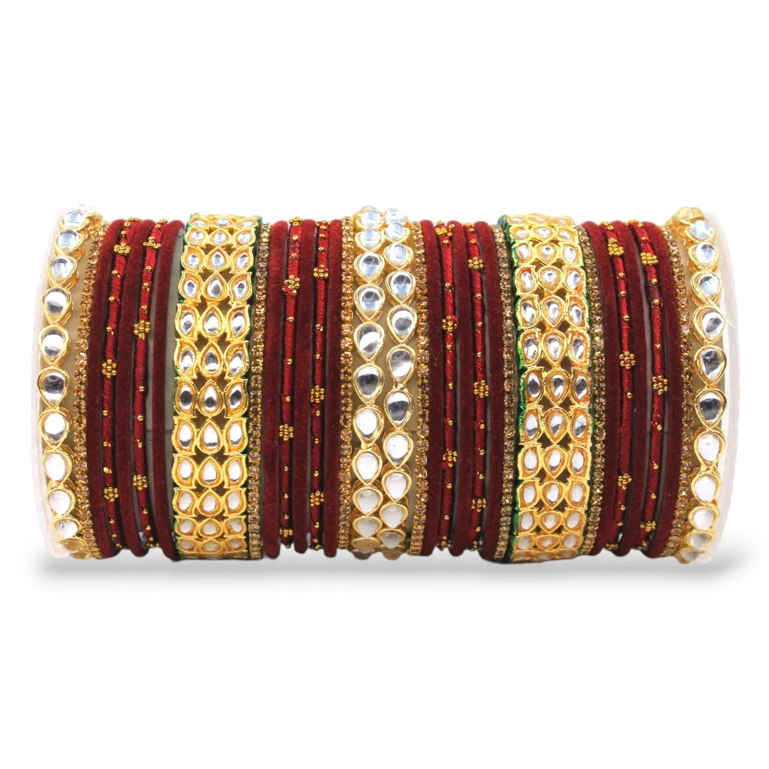 Rich Texture bangle set with Silk thread Bangles and Kundan Kada by Leshya - Image 6