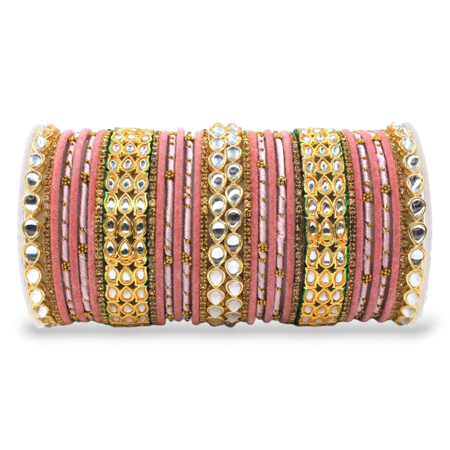 Rich Texture bangle set with Silk thread Bangles and Kundan Kada by Leshya - Image 7