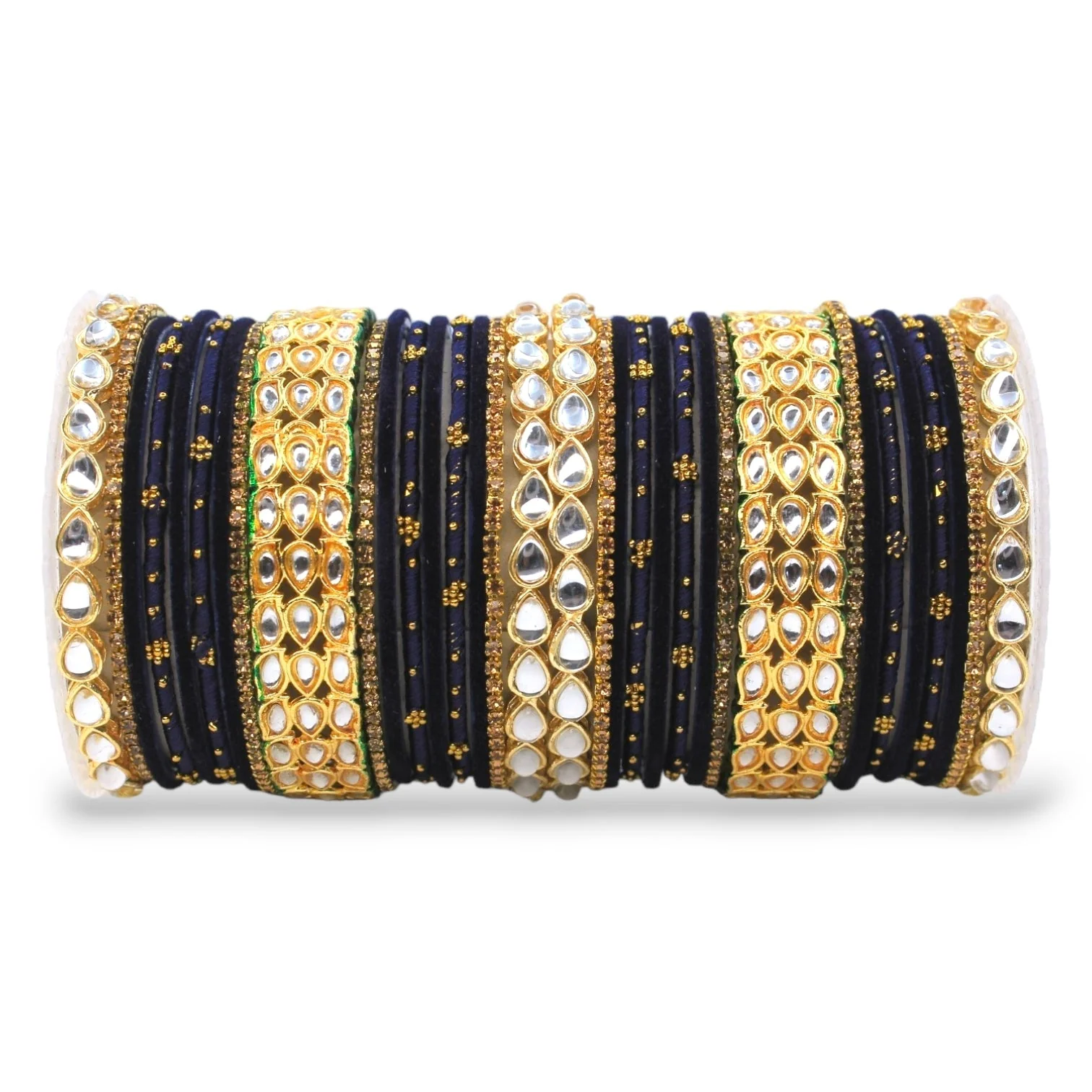 Rich Texture bangle set with Silk thread Bangles and Kundan Kada by Leshya - Image 2