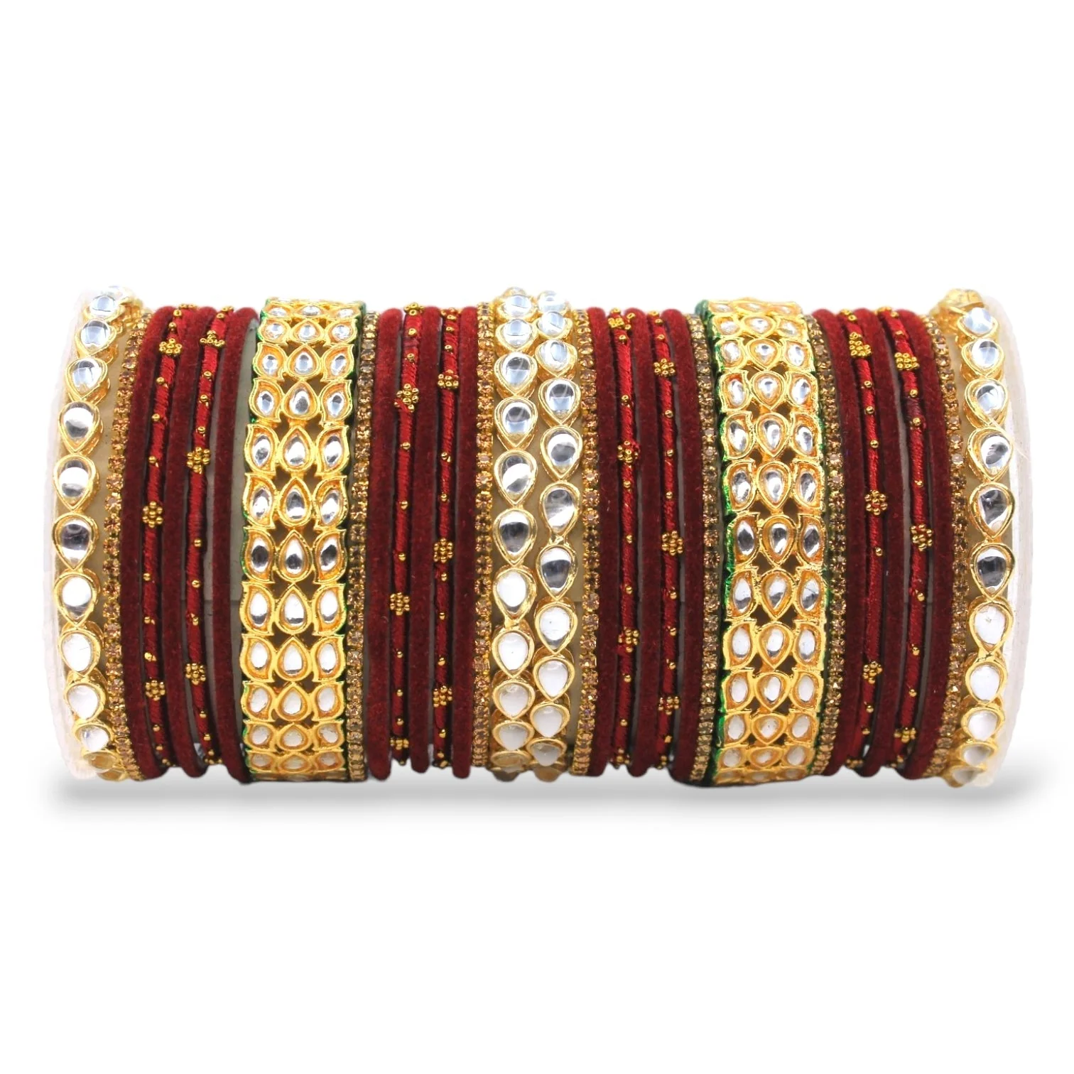 Rich Texture bangle set with Silk thread Bangles and Kundan Kada by Leshya - Image 6