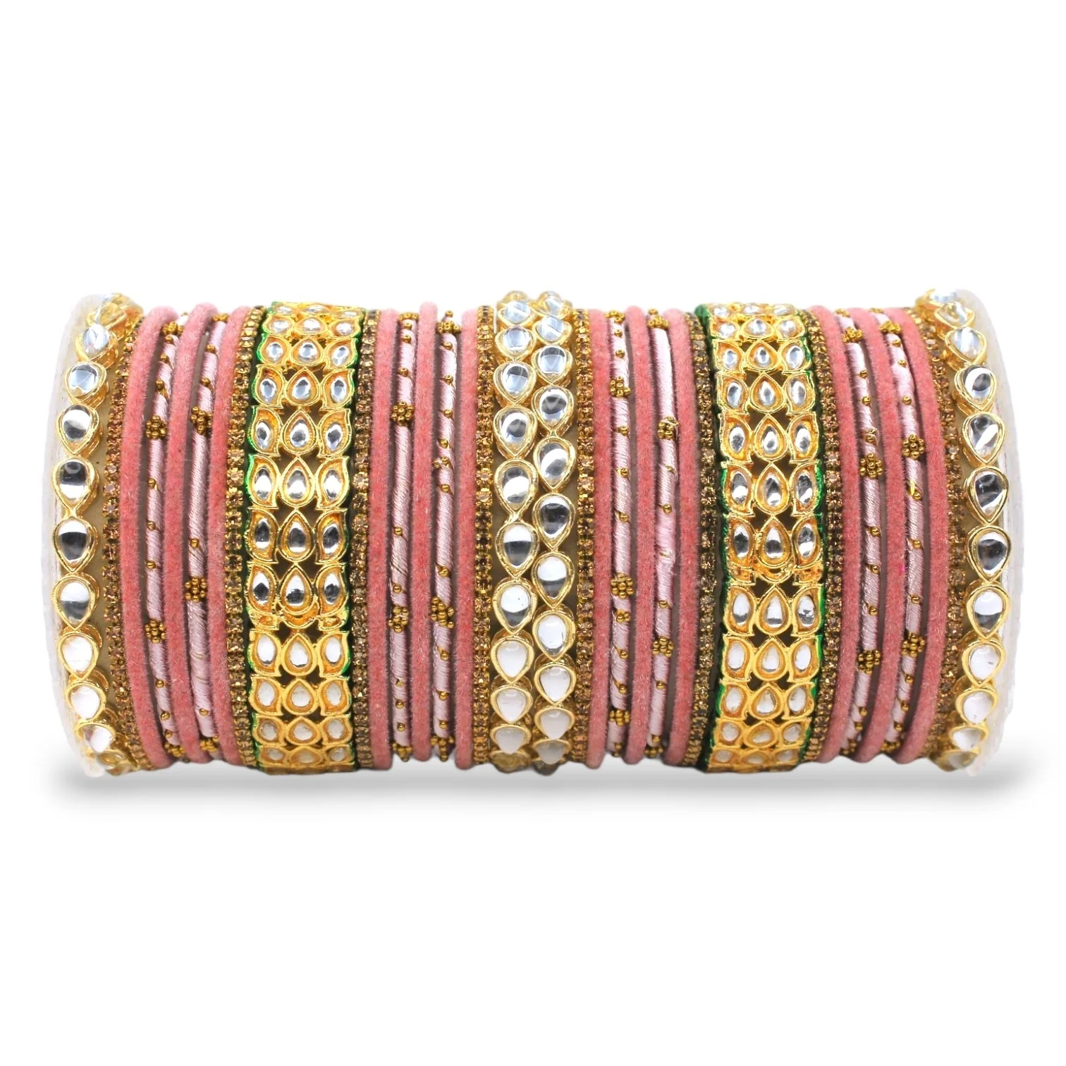 Rich Texture bangle set with Silk thread Bangles and Kundan Kada by Leshya - Image 7