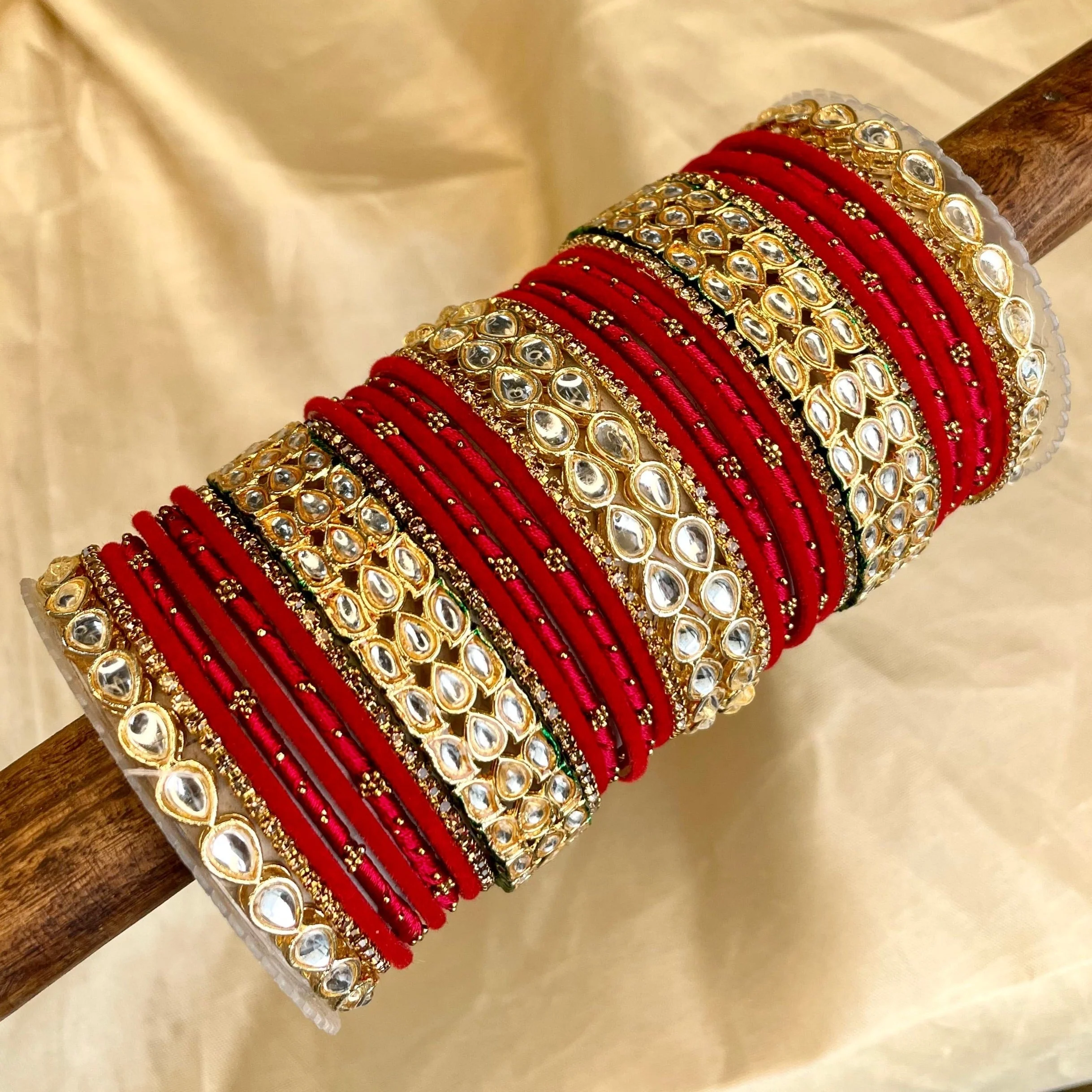 Rich Texture bangle set with Silk thread Bangles and Kundan Kada by Leshya - Image 4