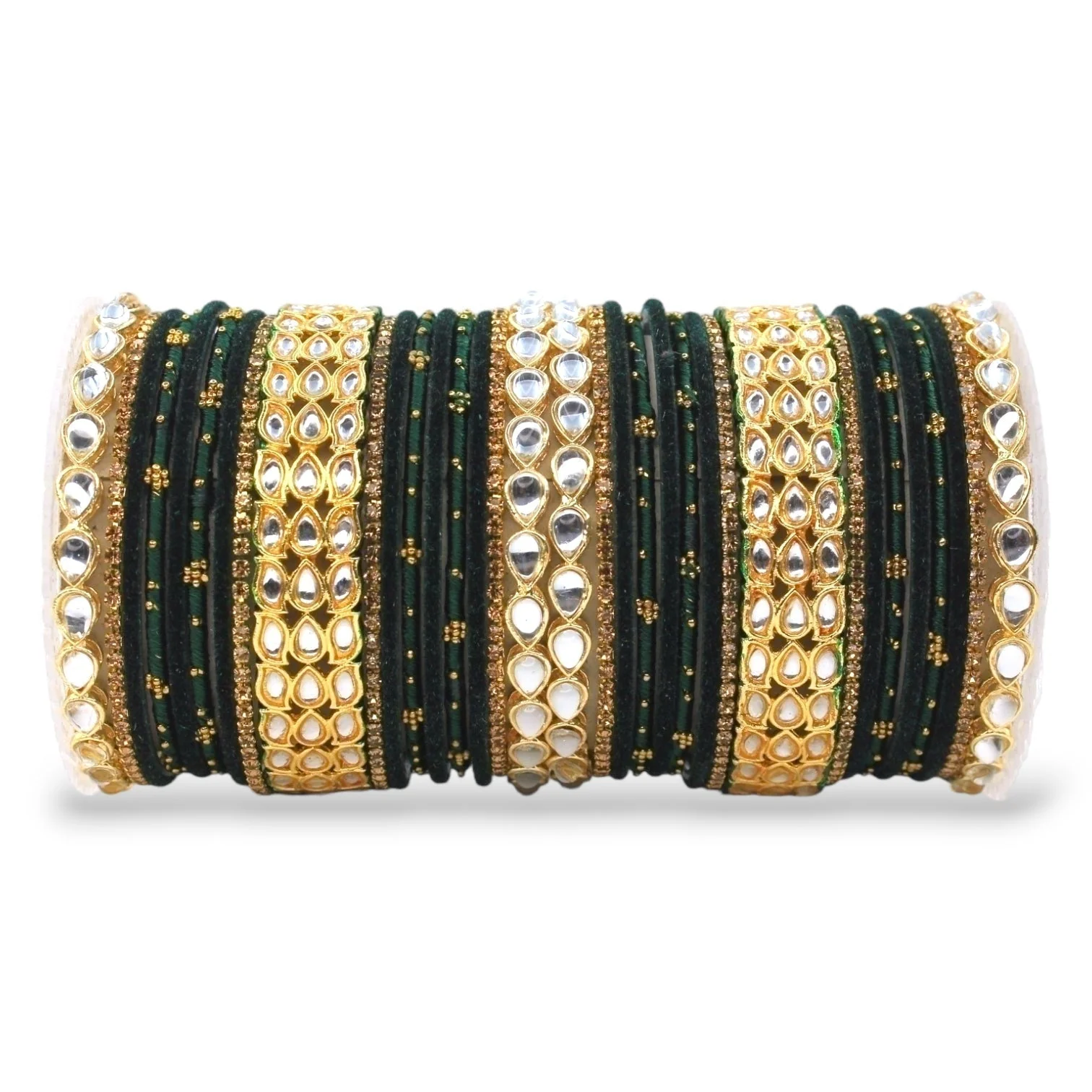 Rich Texture bangle set with Silk thread Bangles and Kundan Kada by Leshya - Image 3