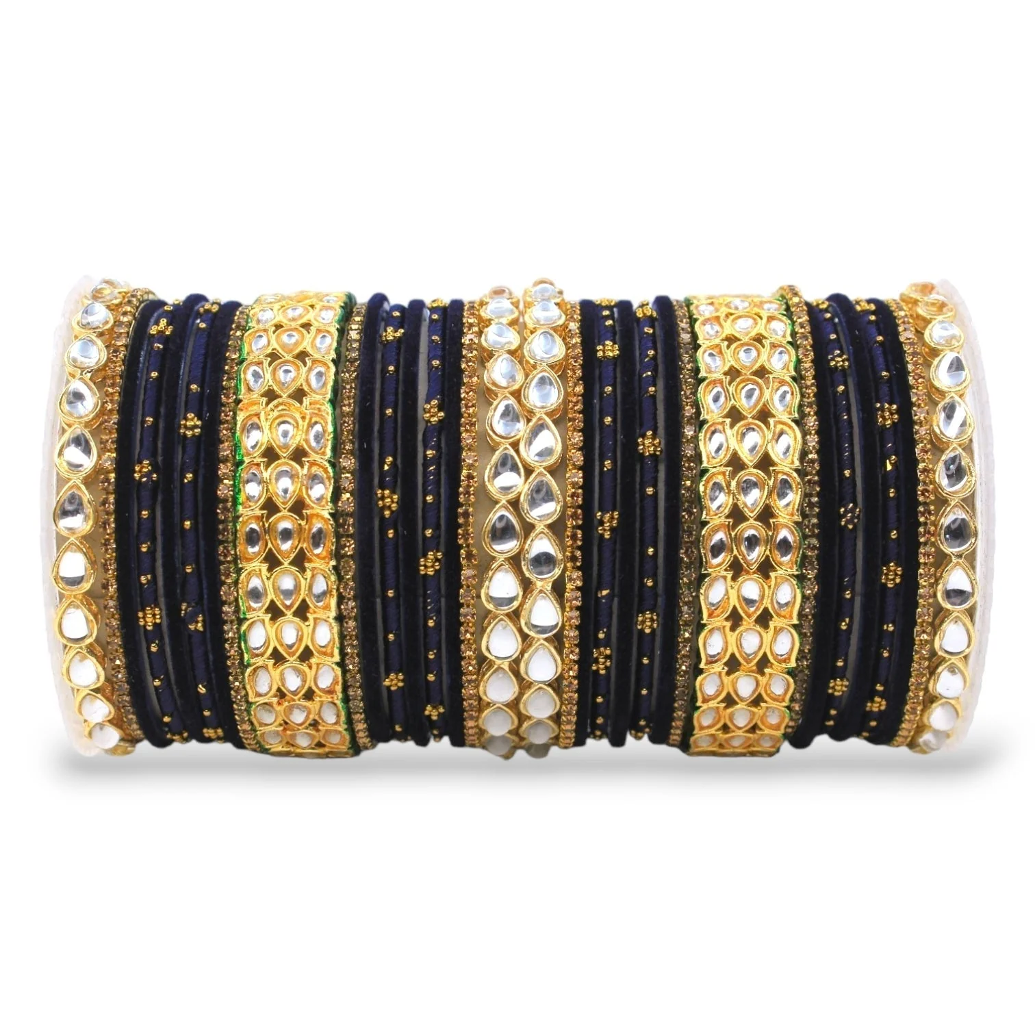 Rich Texture bangle set with Silk thread Bangles and Kundan Kada by Leshya - Image 4