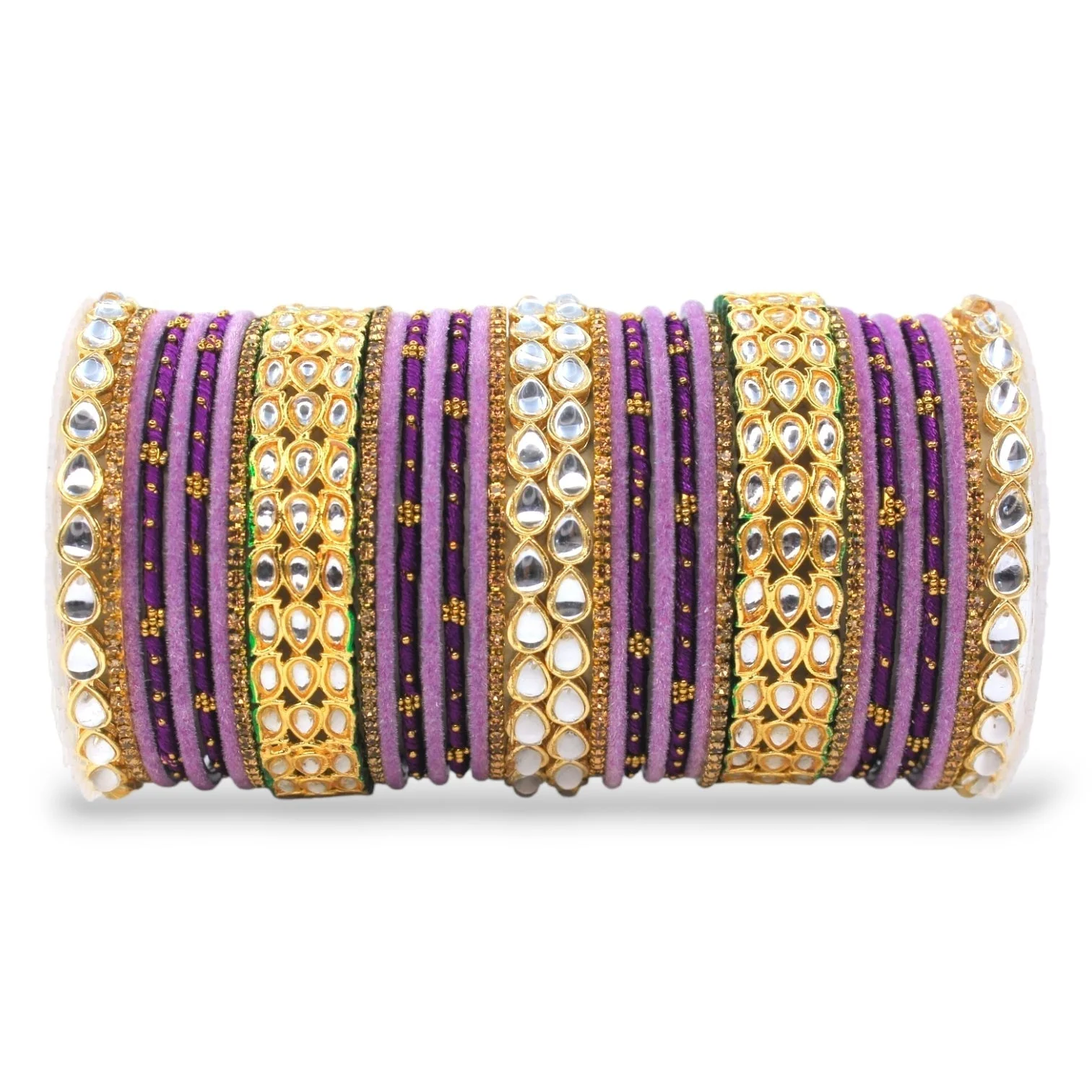 Rich Texture bangle set with Silk thread Bangles and Kundan Kada by Leshya - Image 7