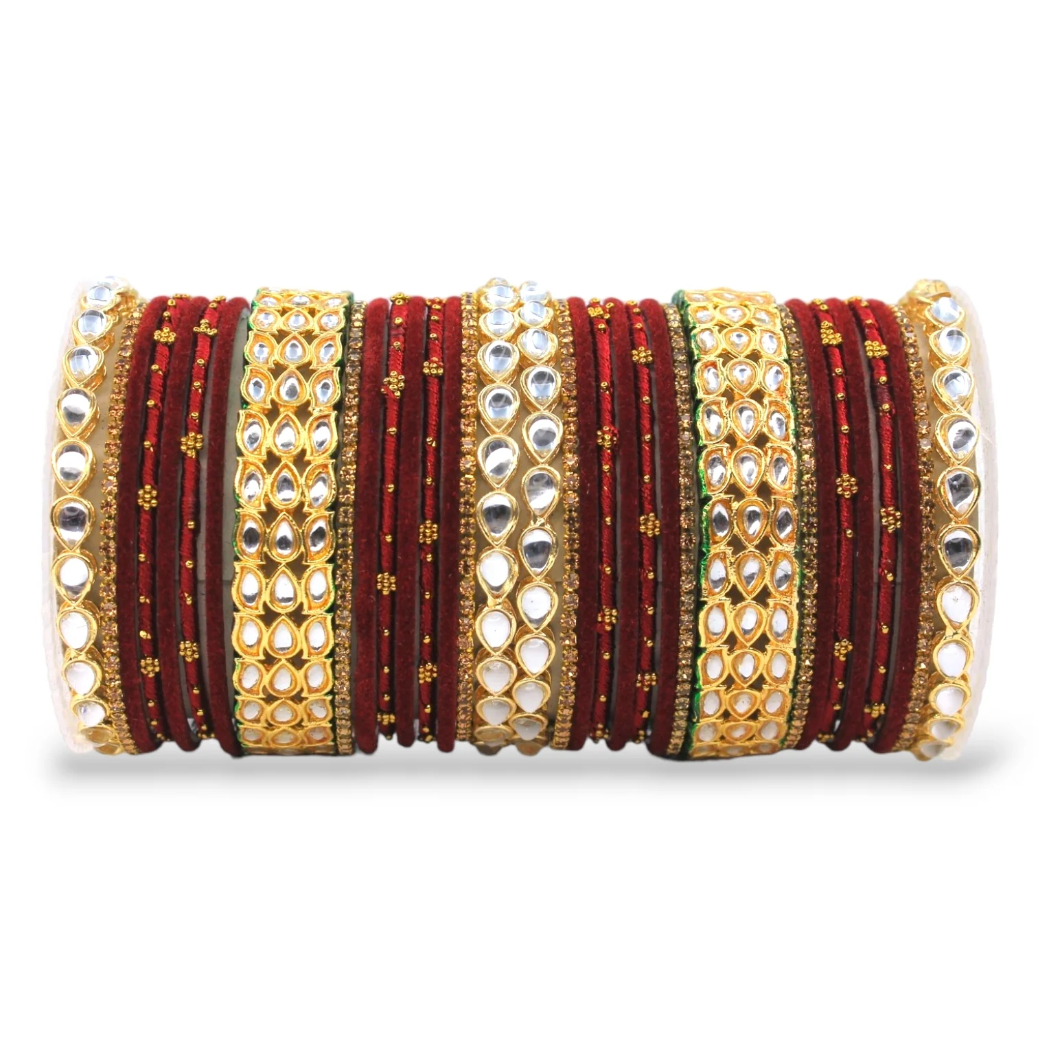 Rich Texture bangle set with Silk thread Bangles and Kundan Kada by Leshya - Image 6