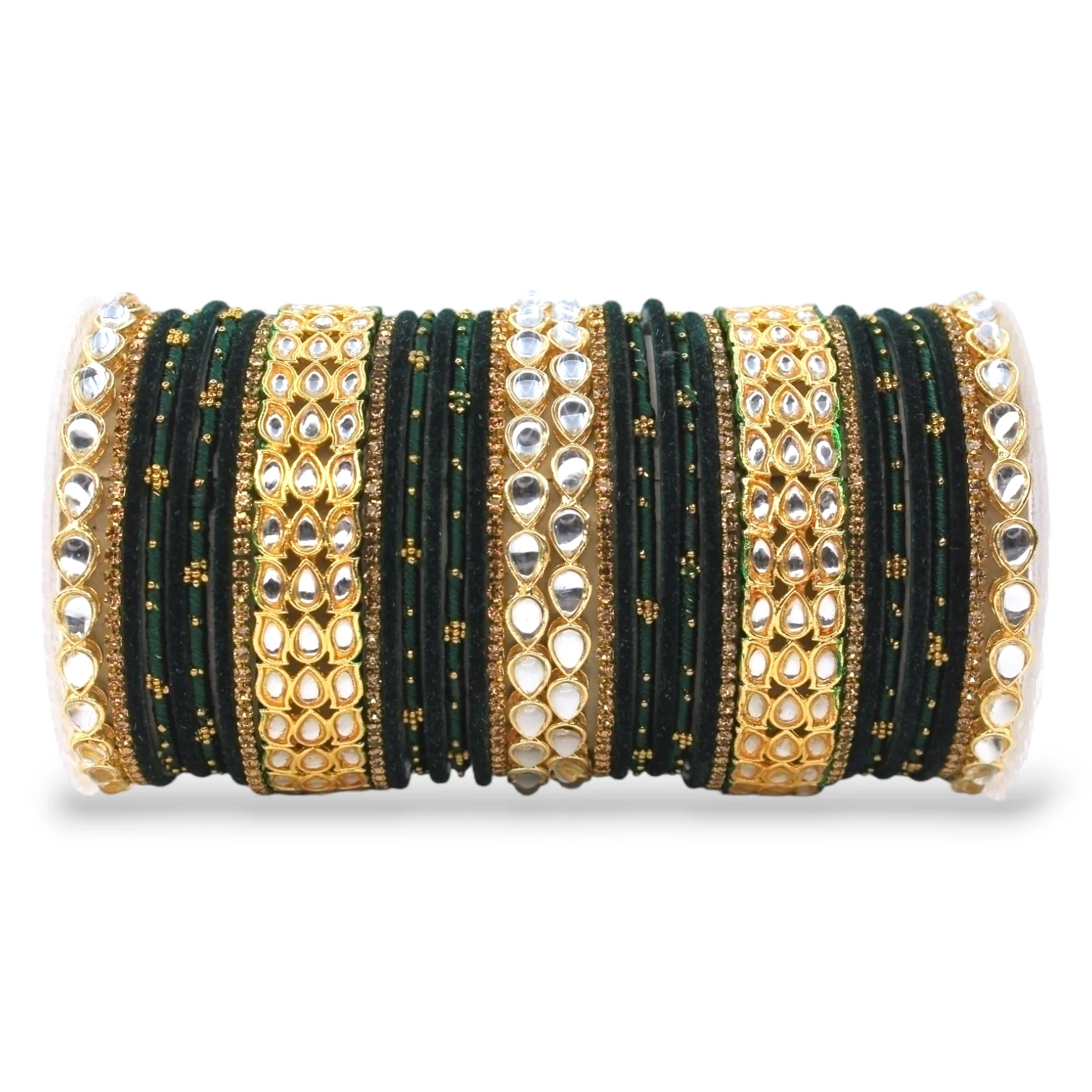 Rich Texture bangle set with Silk thread Bangles and Kundan Kada by Leshya - Image 7