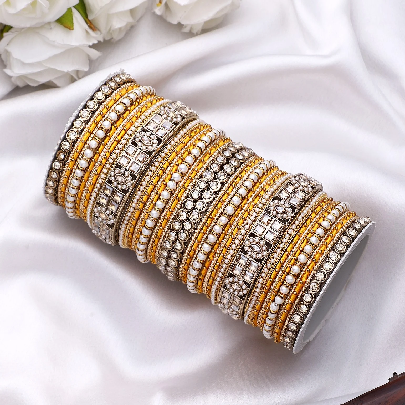 Rich Texture bangle set with Silk thread Bangles by Leshya - Image 7