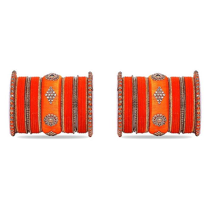 Royal Set of 2 Velvet And Silk Thread Bangle Set - Image 13