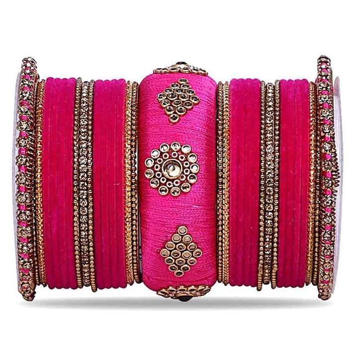 Royal Set of 2 Velvet And Silk Thread Bangle Set - Image 19