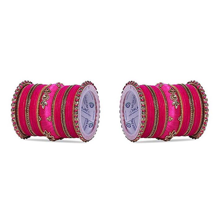 Royal Set of 2 Velvet And Silk Thread Bangle Set - Image 20