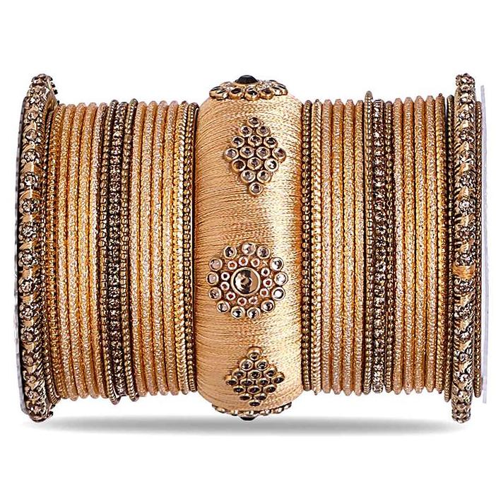 Royal Set of 2 Velvet And Silk Thread Bangle Set - Image 23